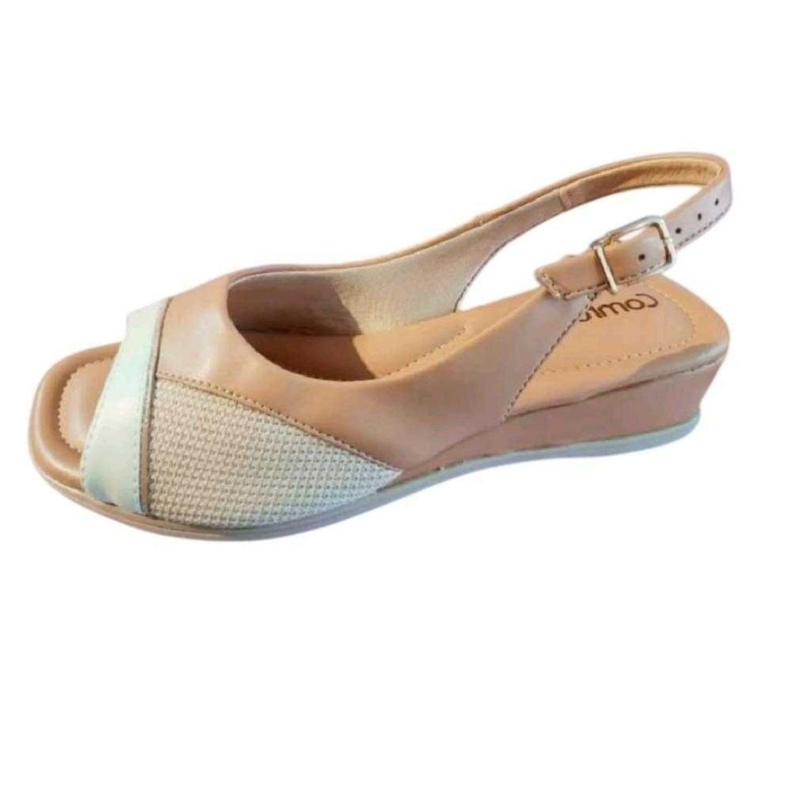 Vista 2 Sandália Feminina Comfortflex Slingback Peep Toe Comfortflex bege