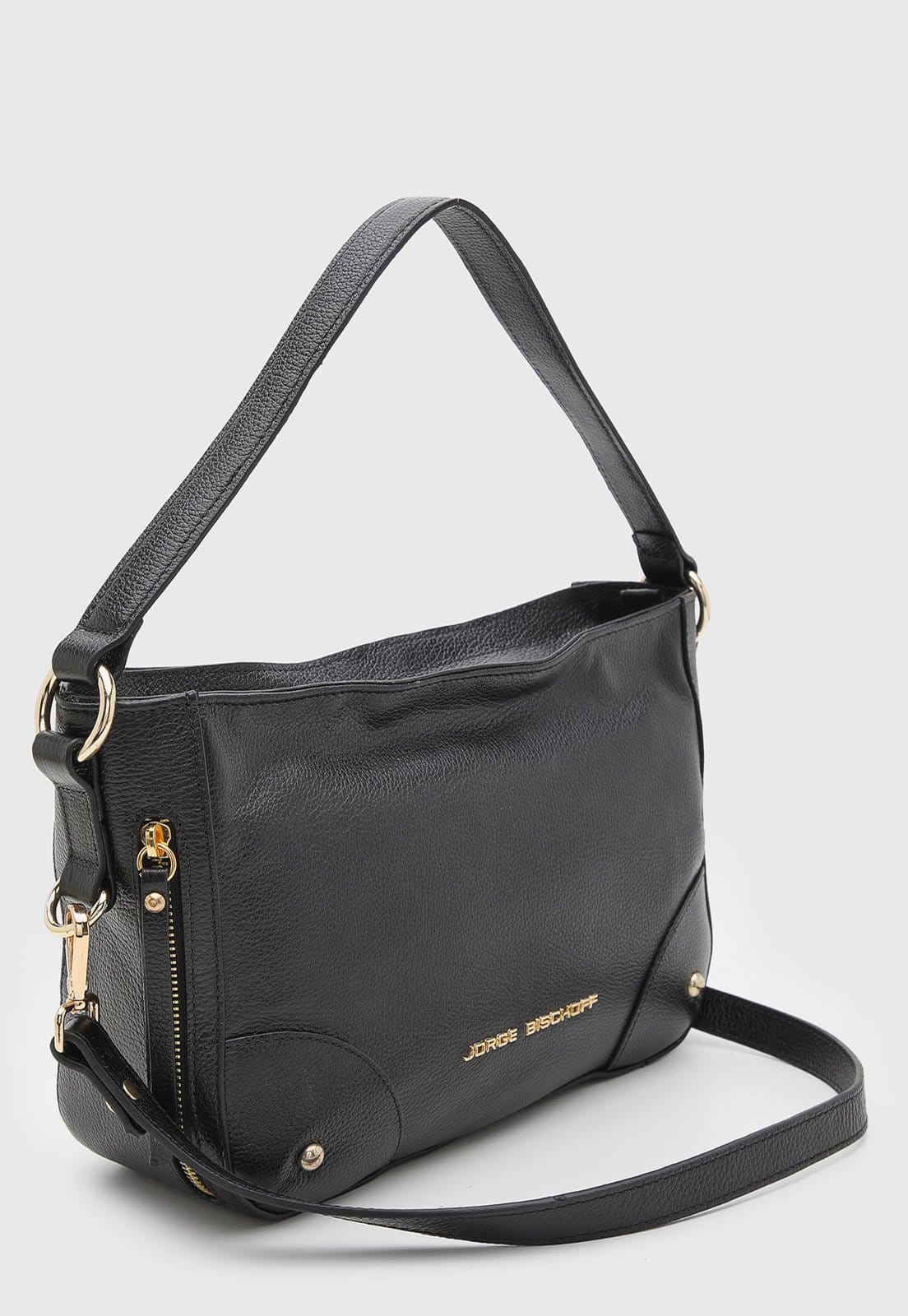 Vista 2 Bolsa Feminina Jorge Bischoff Grande Detalhe Metal Jorge Bischoff preto