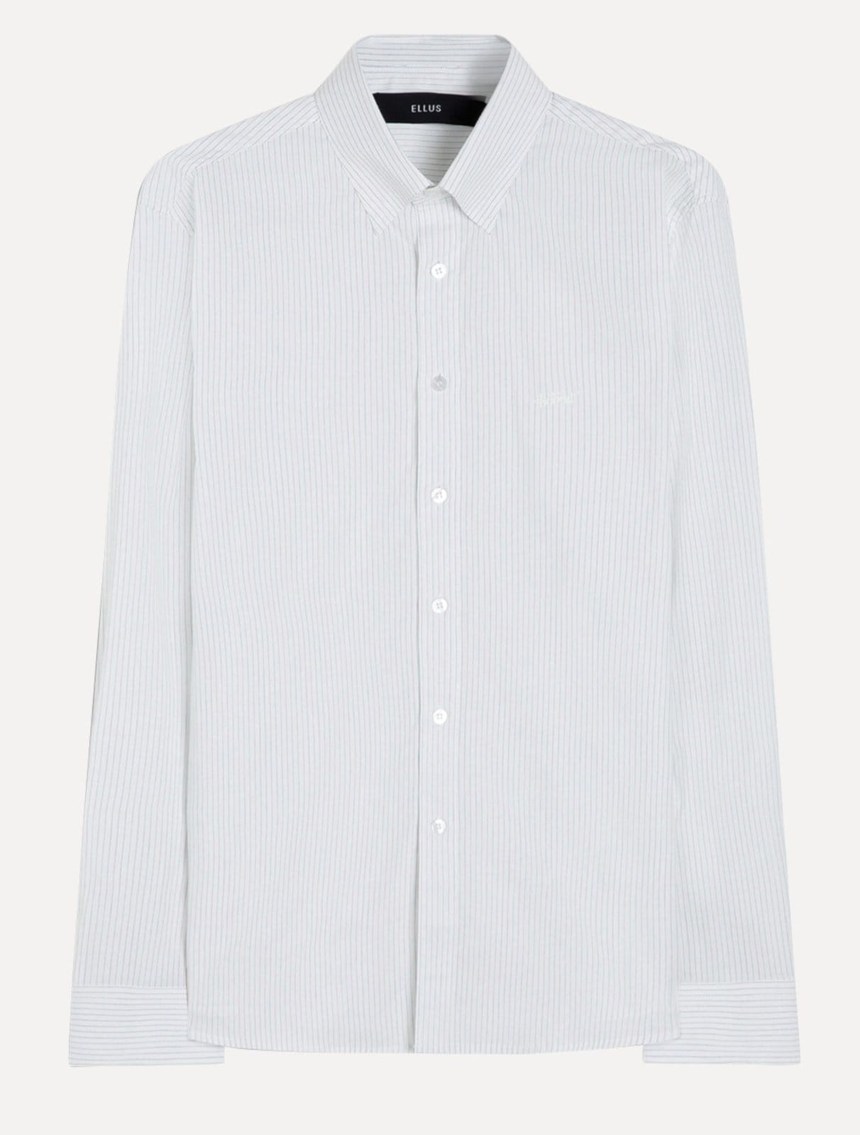Vista principal Camisa Ellus Masculina Regular Tricoline Lodge Classic Listrada Branca Ellus branco