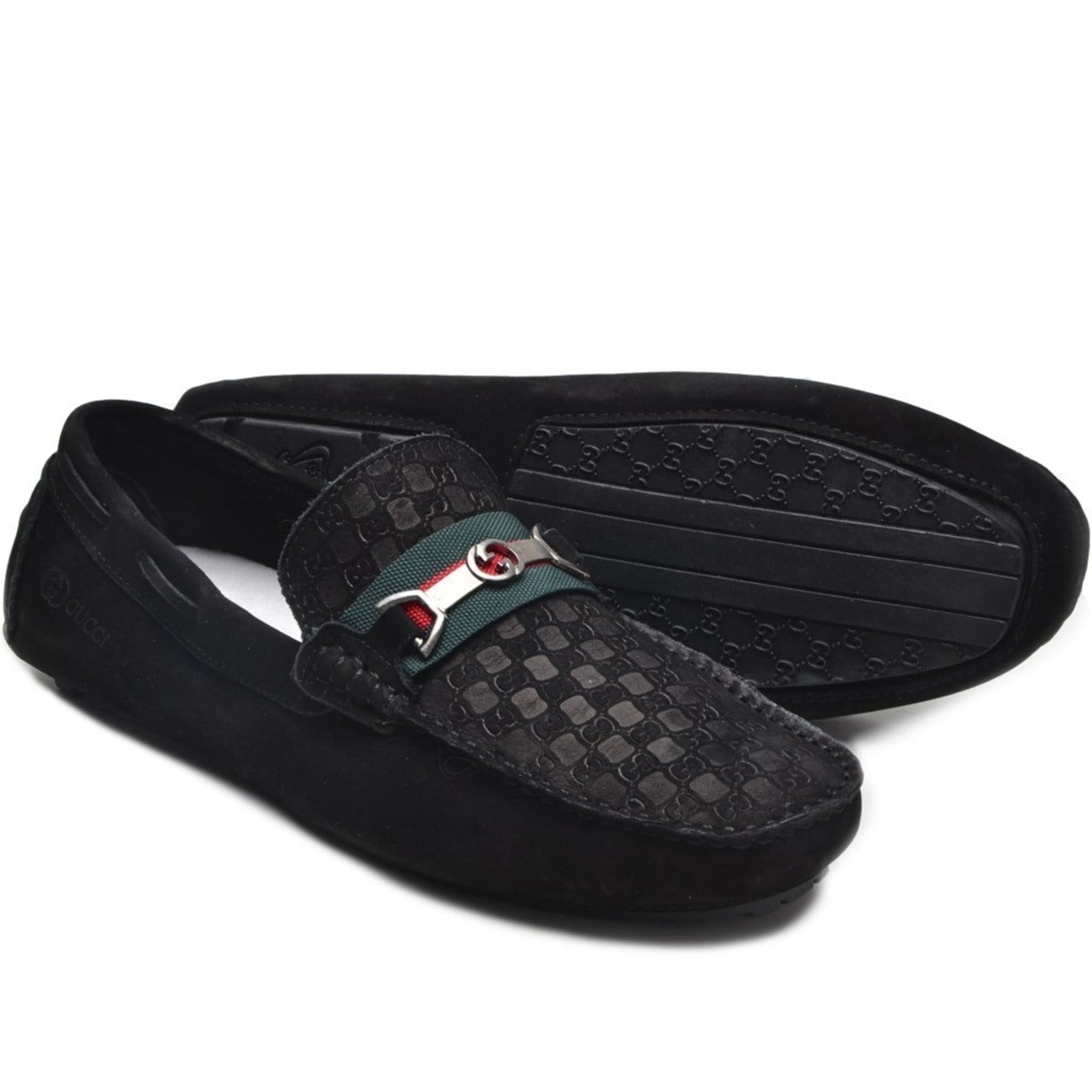 Vista 2 Mocassim Drive Couro Masculino Artesanal Aplicação Metal Casual Macio Leve FRANCA GRIFFE preto