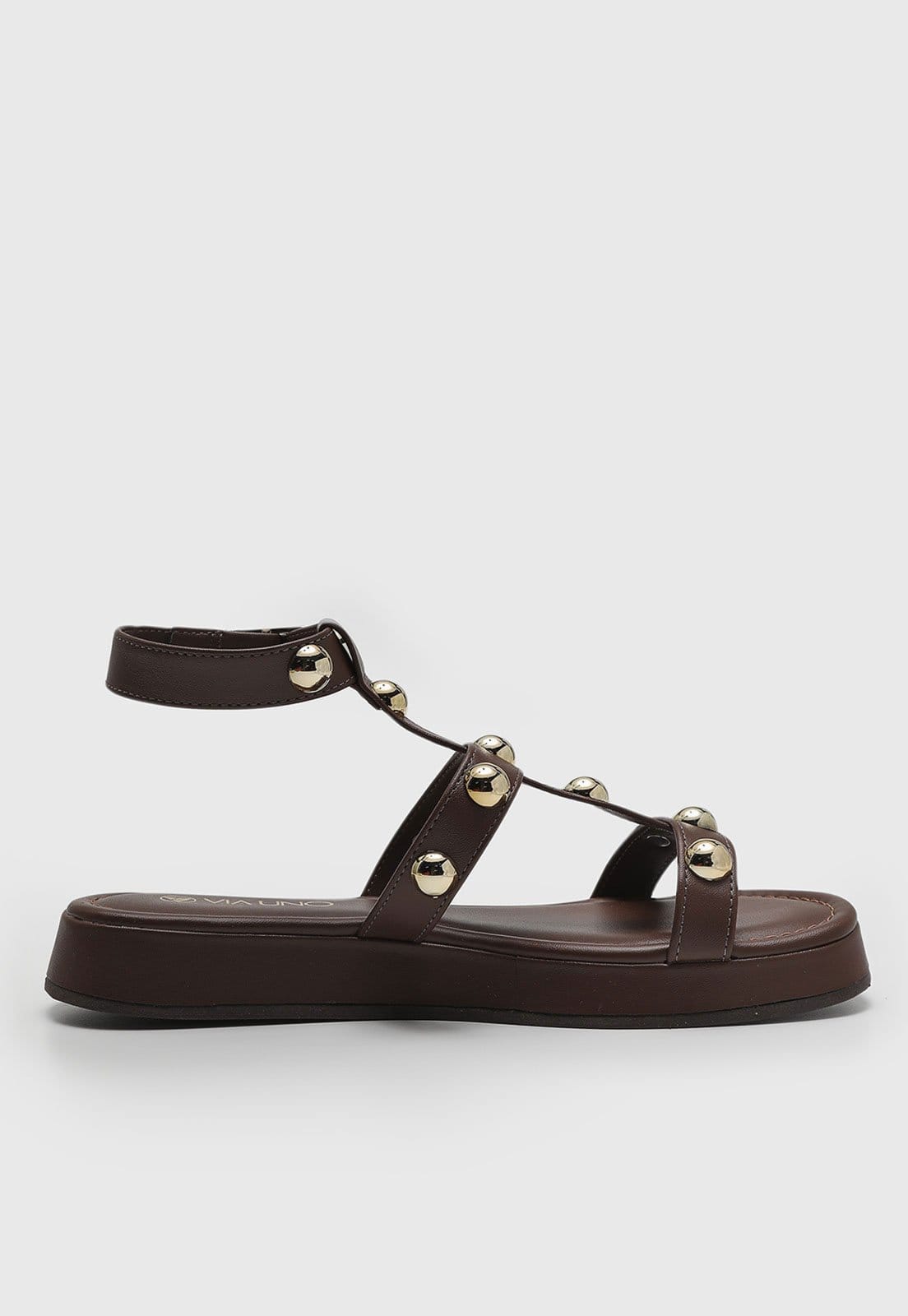 Vista 2 Sandália VIA UNO Aplicação VIA UNO marrom