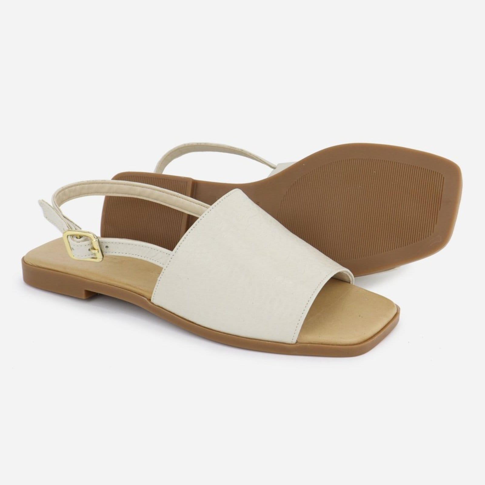 Vista 2 Sandália Rasteira Maria Paula Casual Conforto Off White MARIA PAULA off-white white