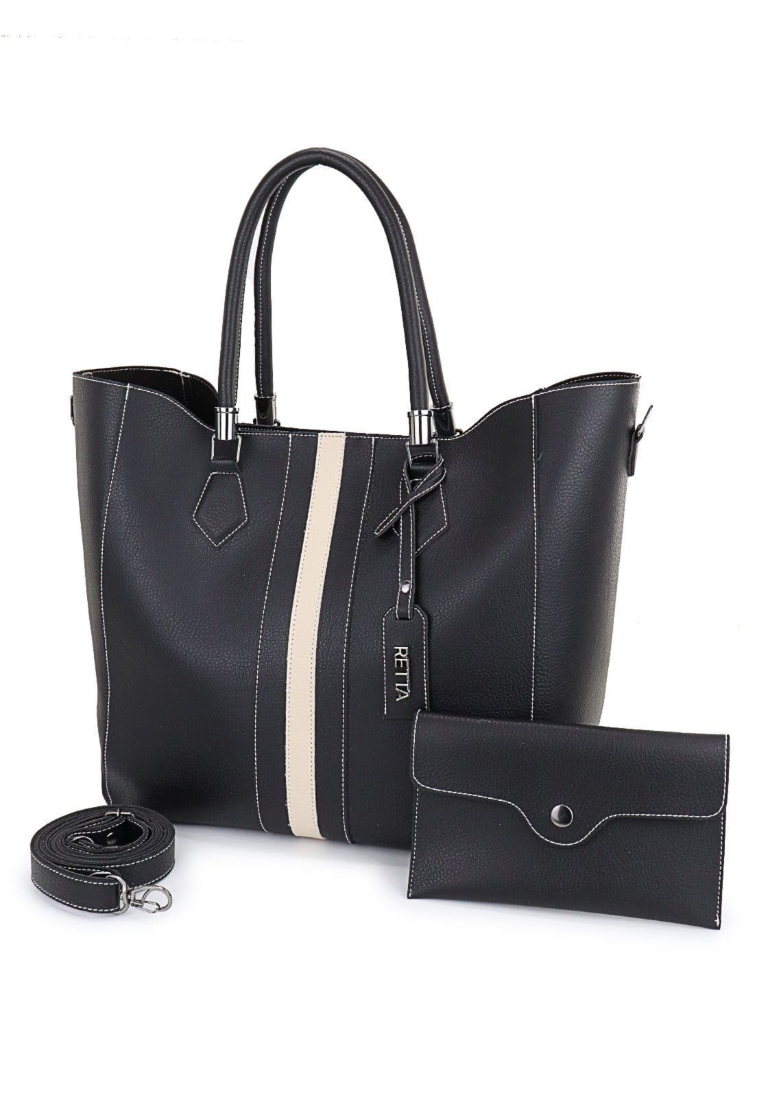 Vista 2 Kit Bolsa Feminina Sacola Transversal e Necesserie Retta Oficial Retta Oficial preto