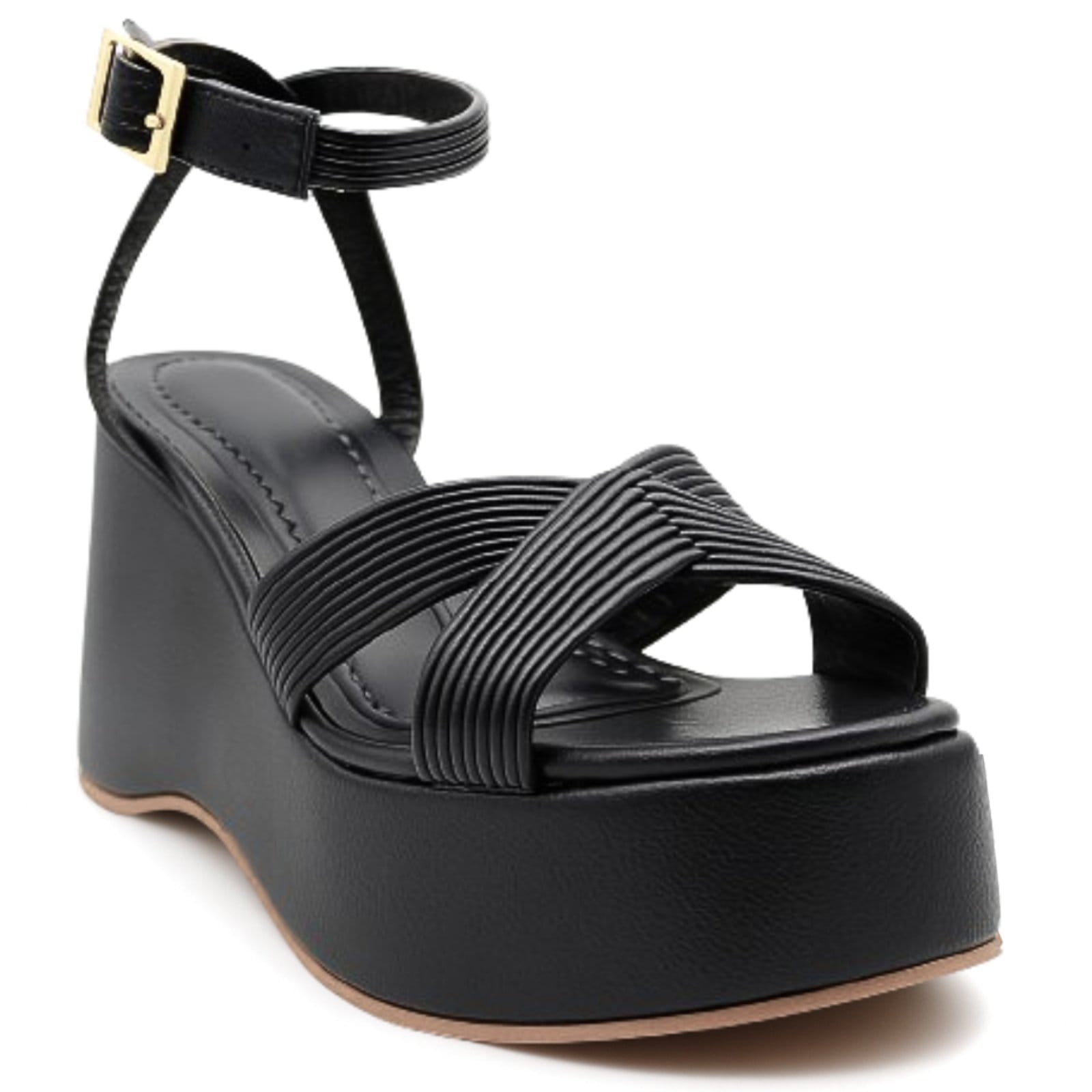 Vista 2 Sandália Plataforma Anabela Floter 9000 Flor da Pele preto