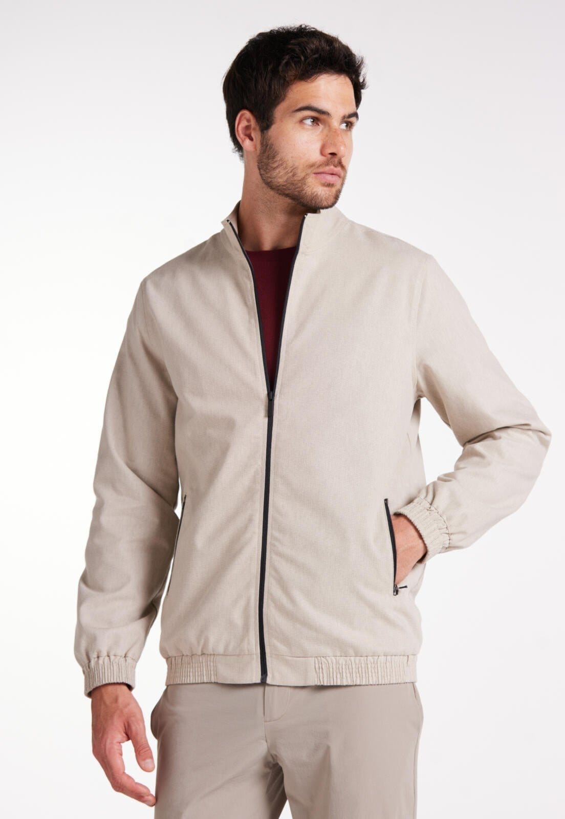 Jaqueta Casual Com Zíper Traymon Kaki Escuro