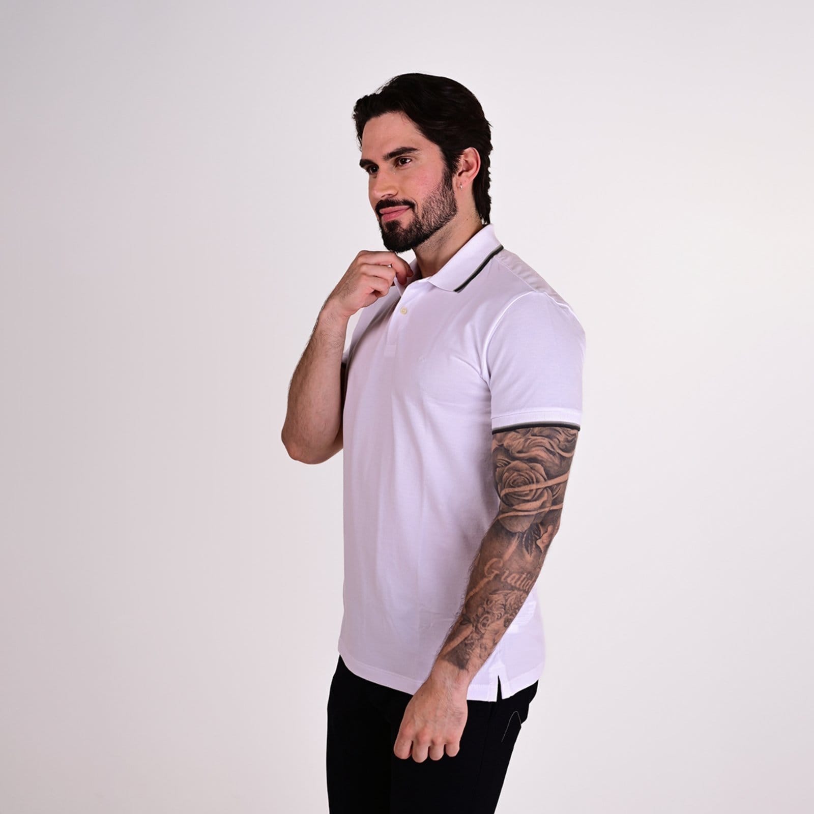 Vista 2 Camisa Polo Aramis 3 Frisos Branca Aramis branco