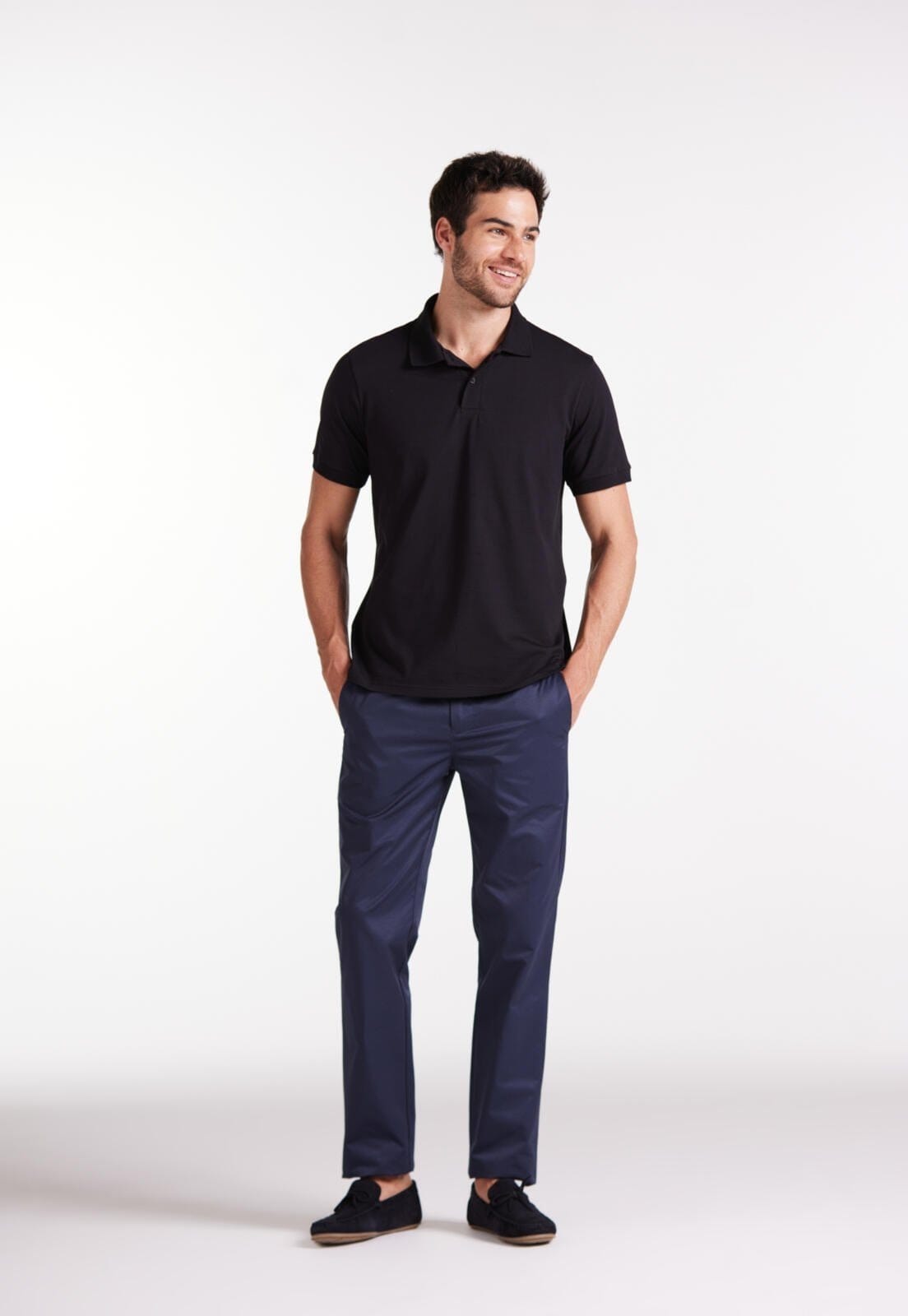 Vista 2 Calça Alfaiataria Com Elástico Traymon Marinho Traymon azul marinho