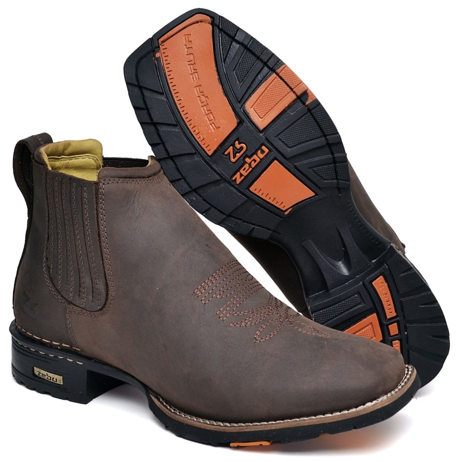 Vista 2 Bota Botina Zebu Tenis Casual Original 57020 Graxo Relaxado café