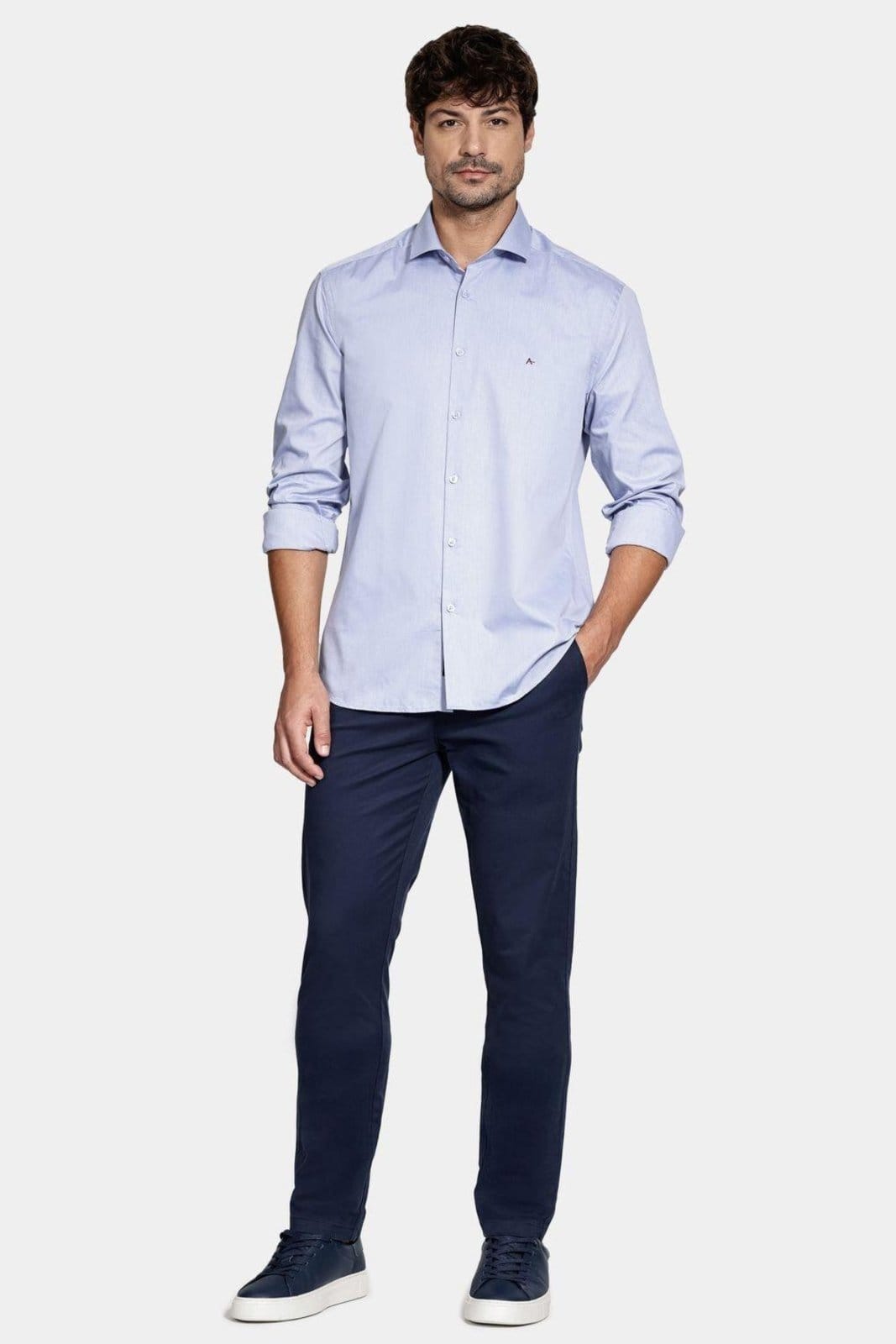 Vista 2 Camisa Aramis Manga Longa Algodão Misto Escuro Aramis azul