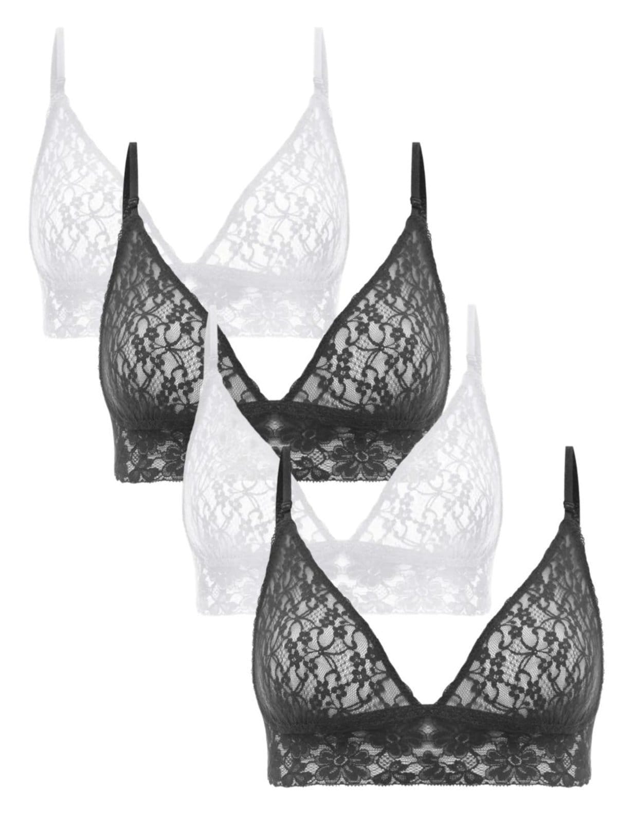 Vista principal Kit 4 Sutiãs Triângulo Renda Sweet Lace Preto/Branco Loungerie incolor