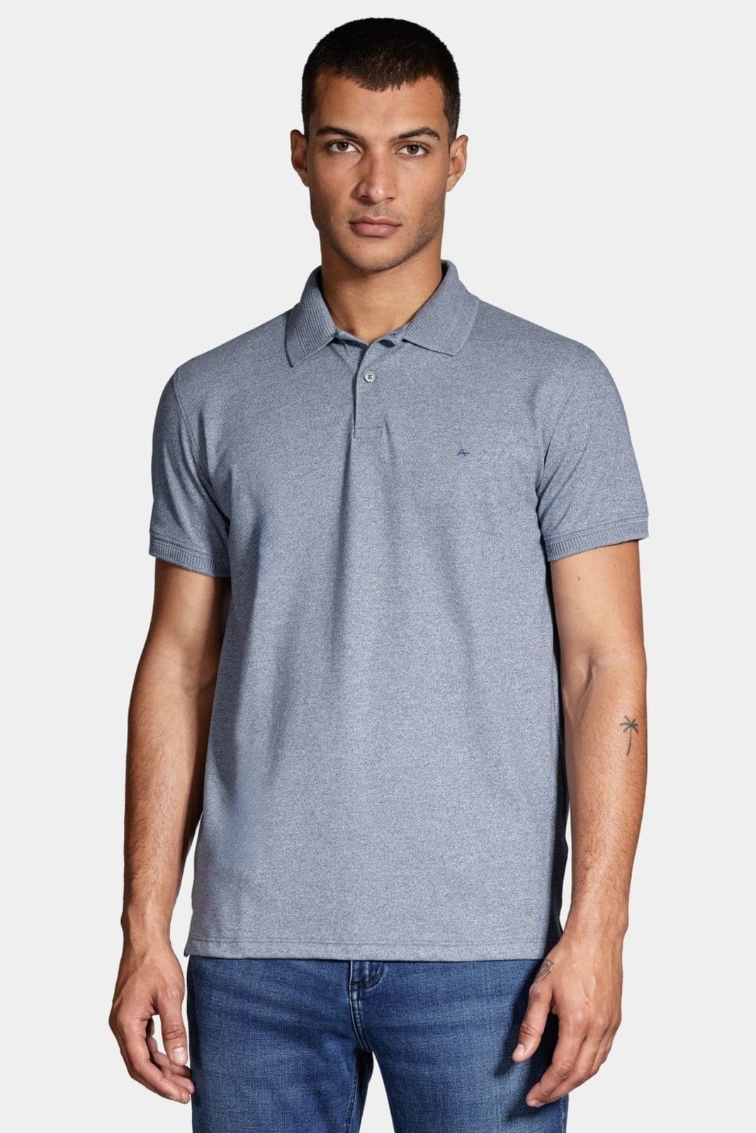 Polo Aramis Piquet Gola Jacquard Alumínio