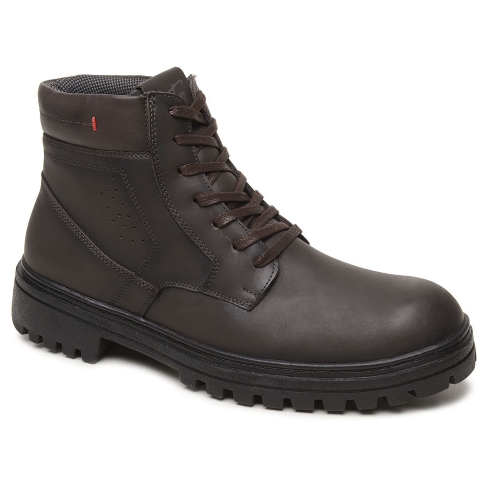 Vista principal Bota Masculina Couro Cano Curto Casual com Cadarço Moderna Café super shoes marrom
