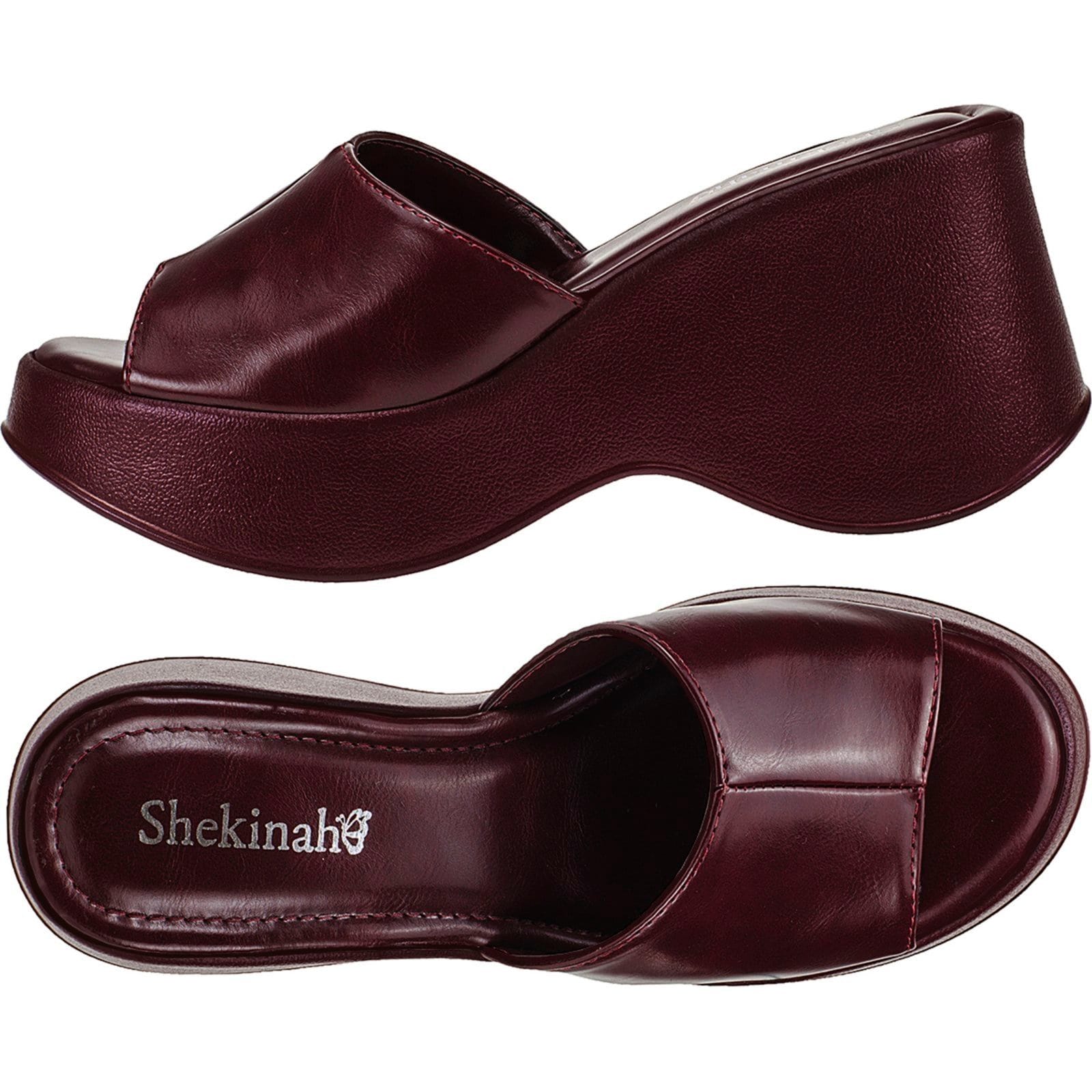 Sandália Feminina Tamanco Plataforma Sapato Salto Chinelo Shekinah Confortável Moda Festa Marsala