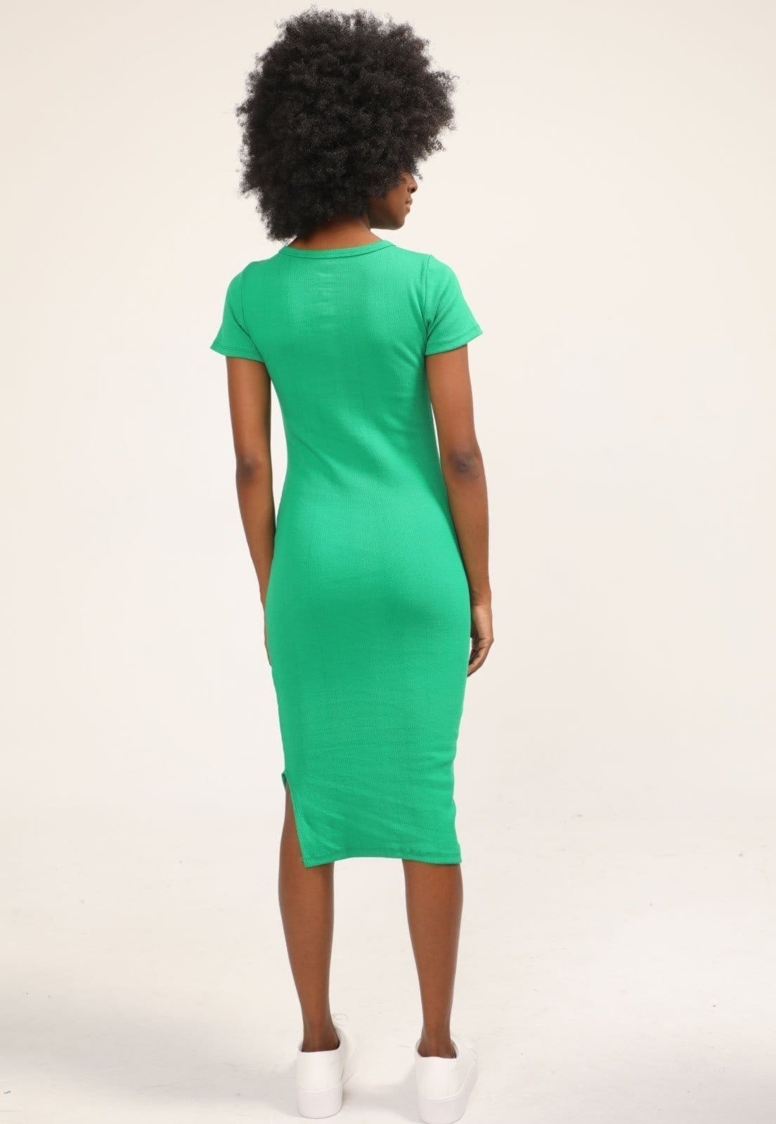 Vista 2 Vestido Midi D Bell Outlet Fashion Longa Fenda D BELL OUTLET FASHION verde