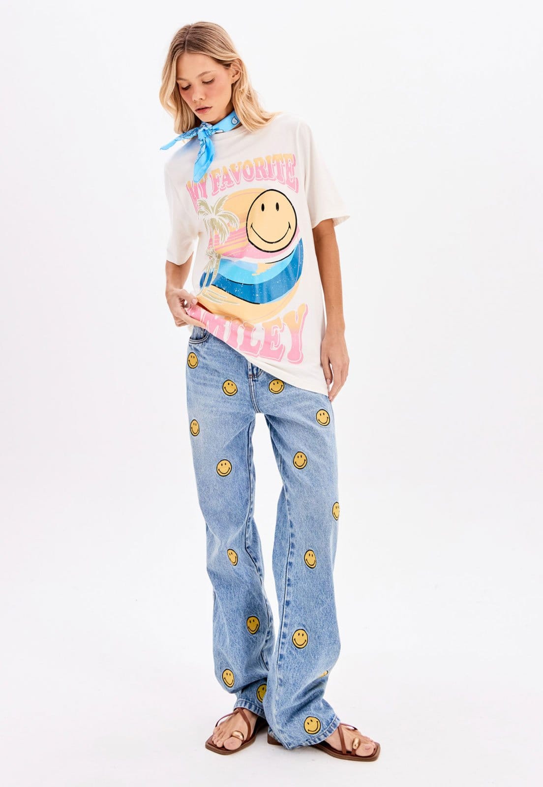 Vista 2 Camiseta My Favorite Oversized Alongada Branca My Favorite branco