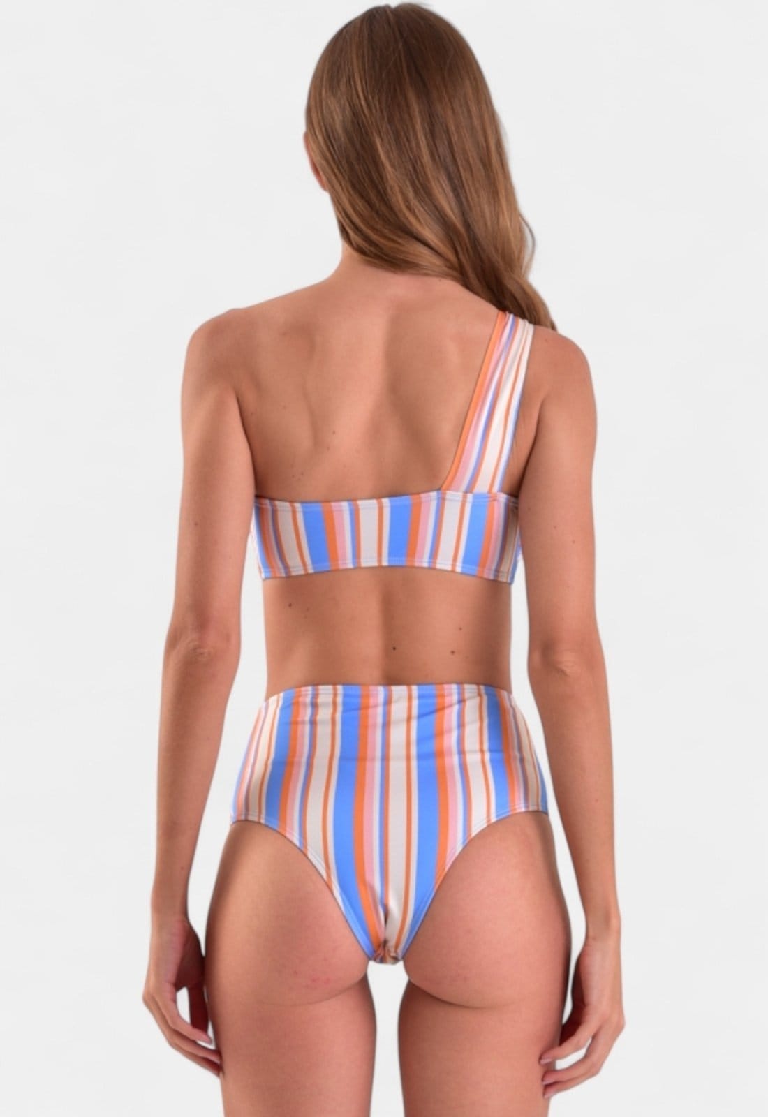 Vista 2 Biquíni Areia Branca Baly Hot Pant Stripe Areia Branca azul