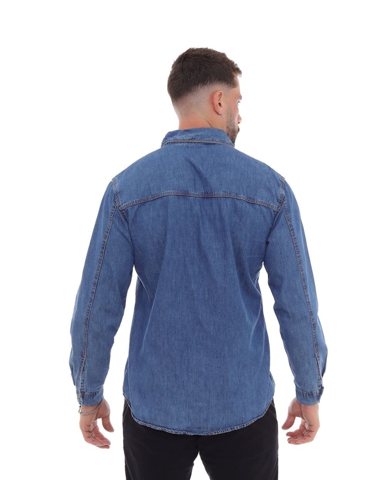 Vista 2 Camisa Masculina Recorte No Ombro 22607 édia Consciência jeans