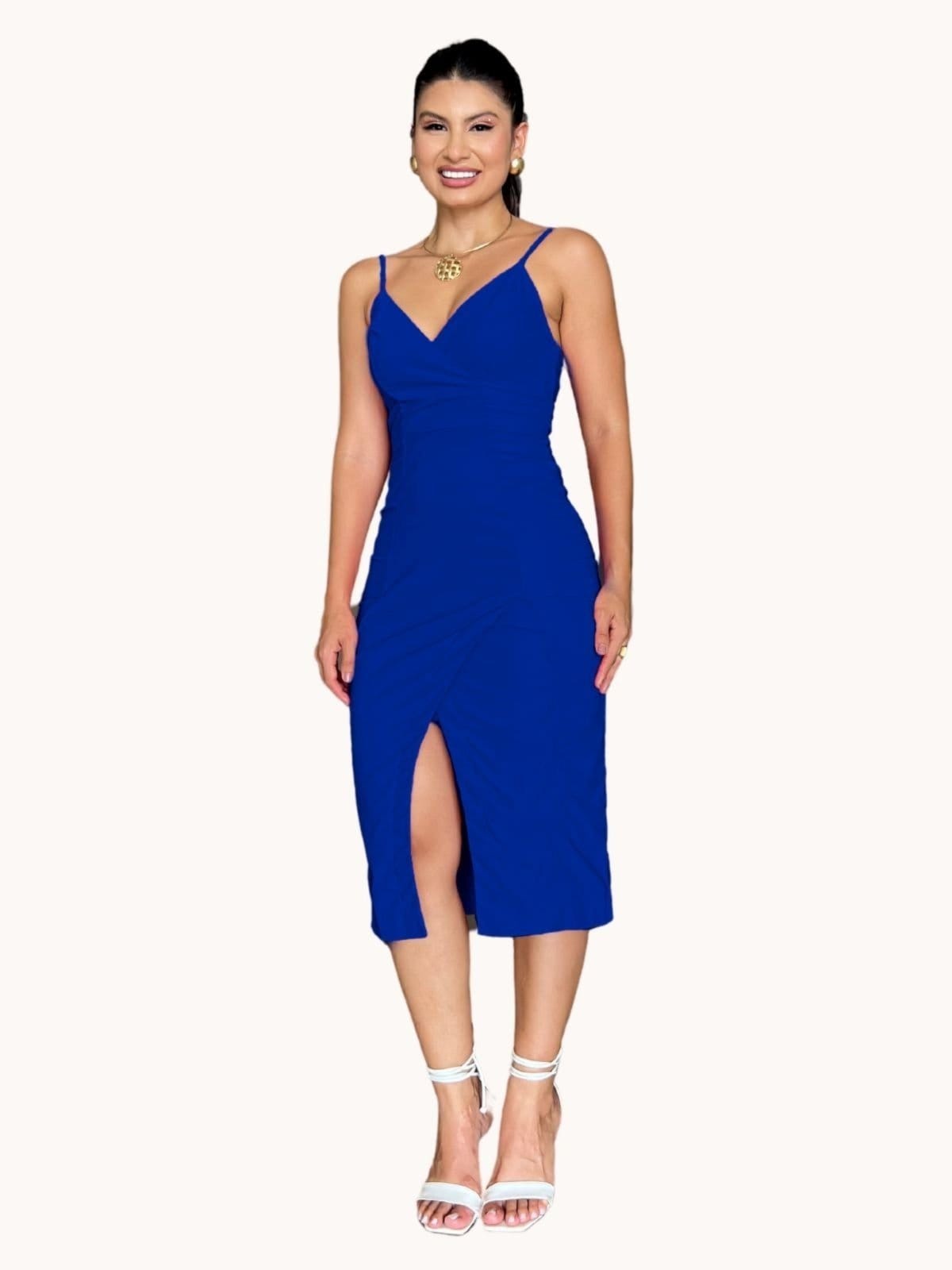 VESTIDO MIDI TRESPASSADO COM FENDA