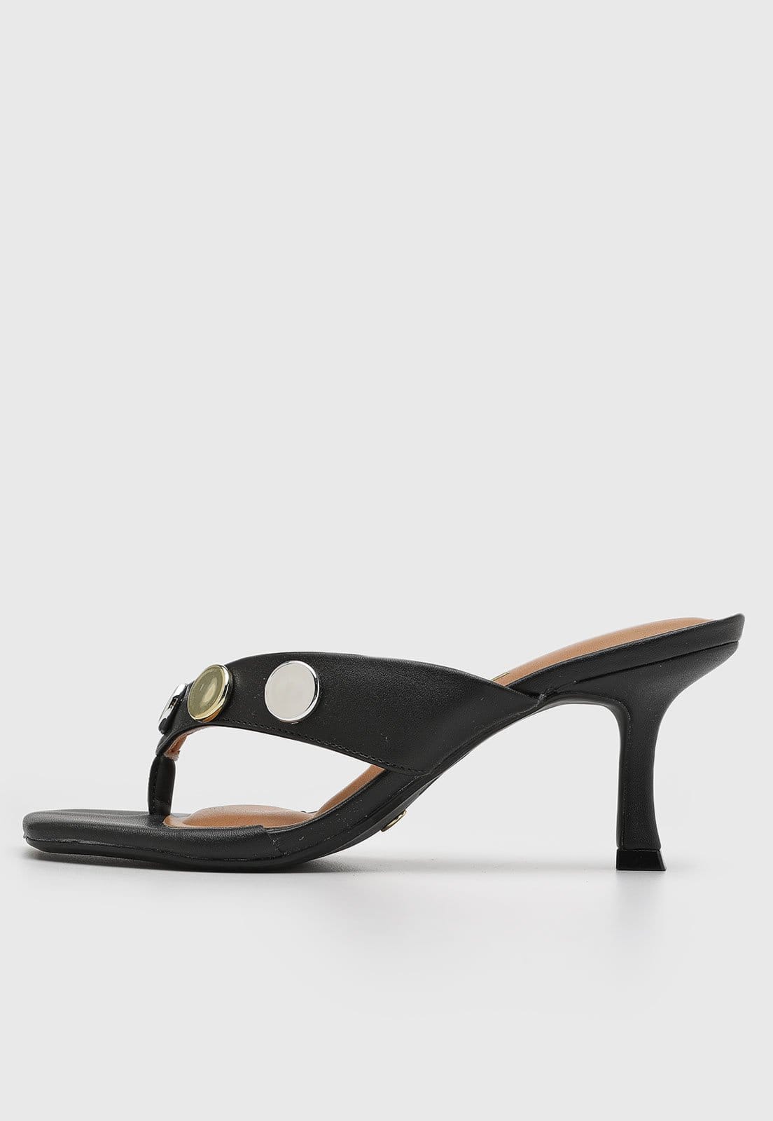 Sandália Feminina Vizzano Salto Médio Geométrico Preta