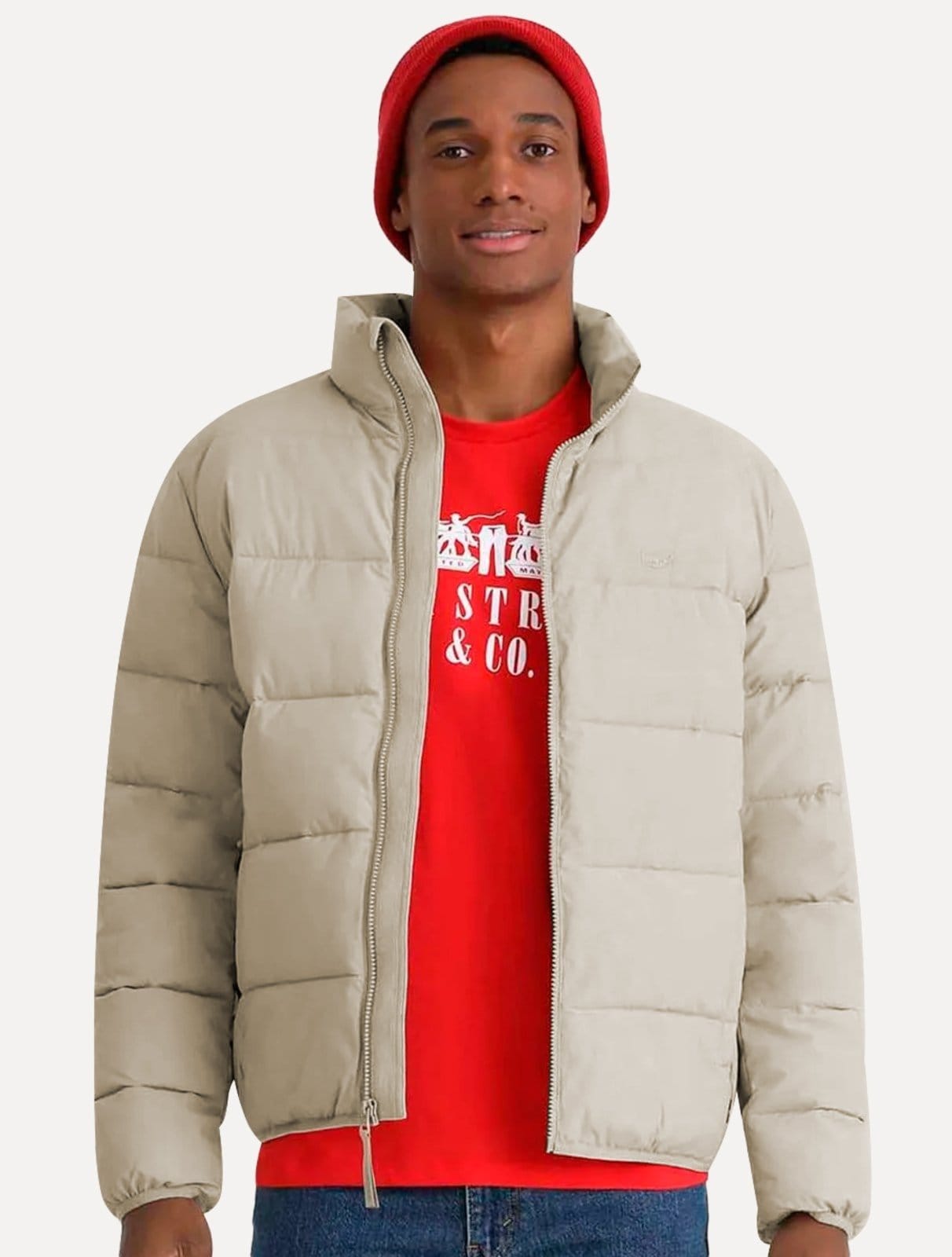 Jaqueta Levis Masculina Puffer Packable Quilted Off-White