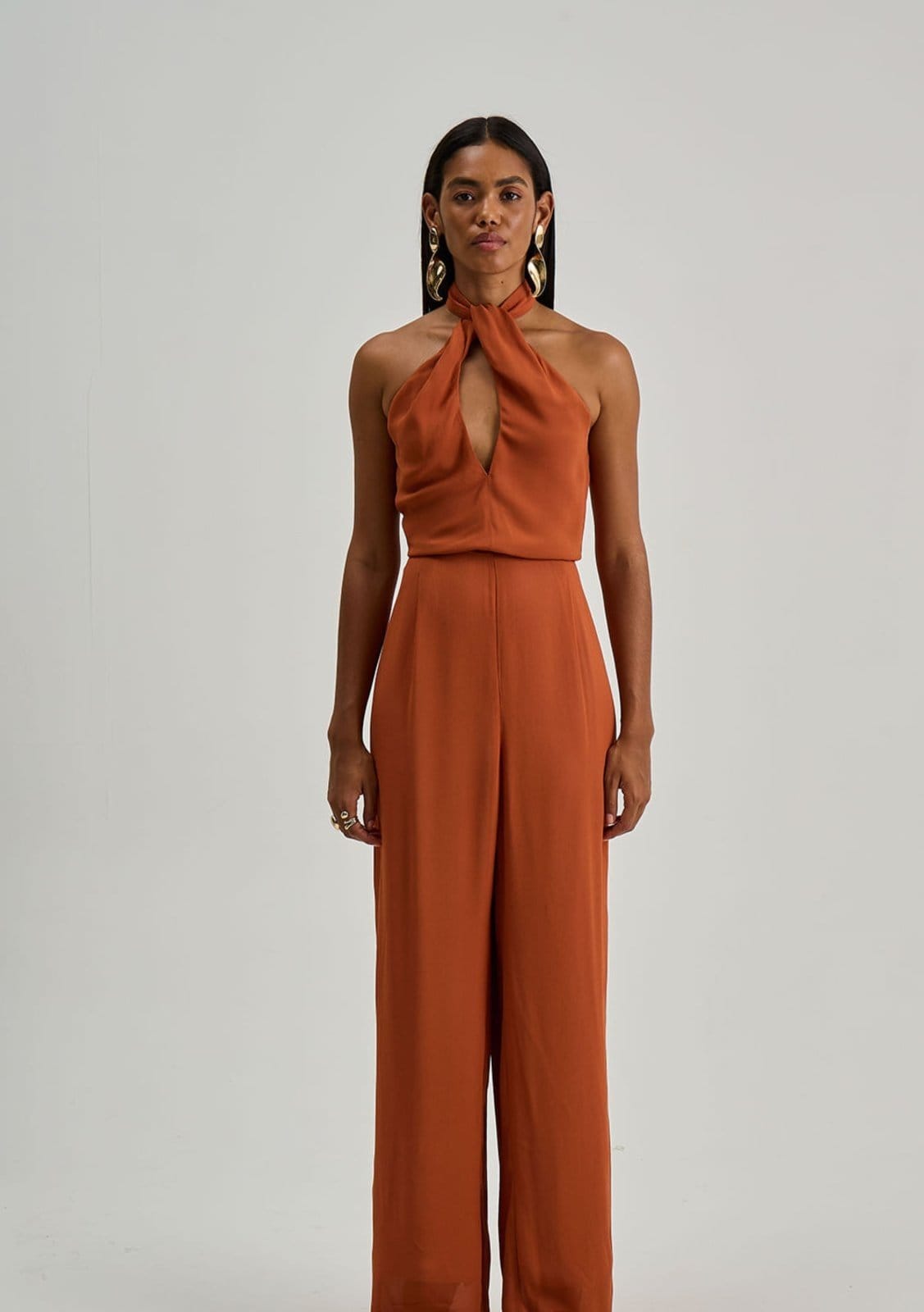 Vista 2 Macacão Iódice Ajustado Gola Alta Sem Manga Longo IÓDICE bege