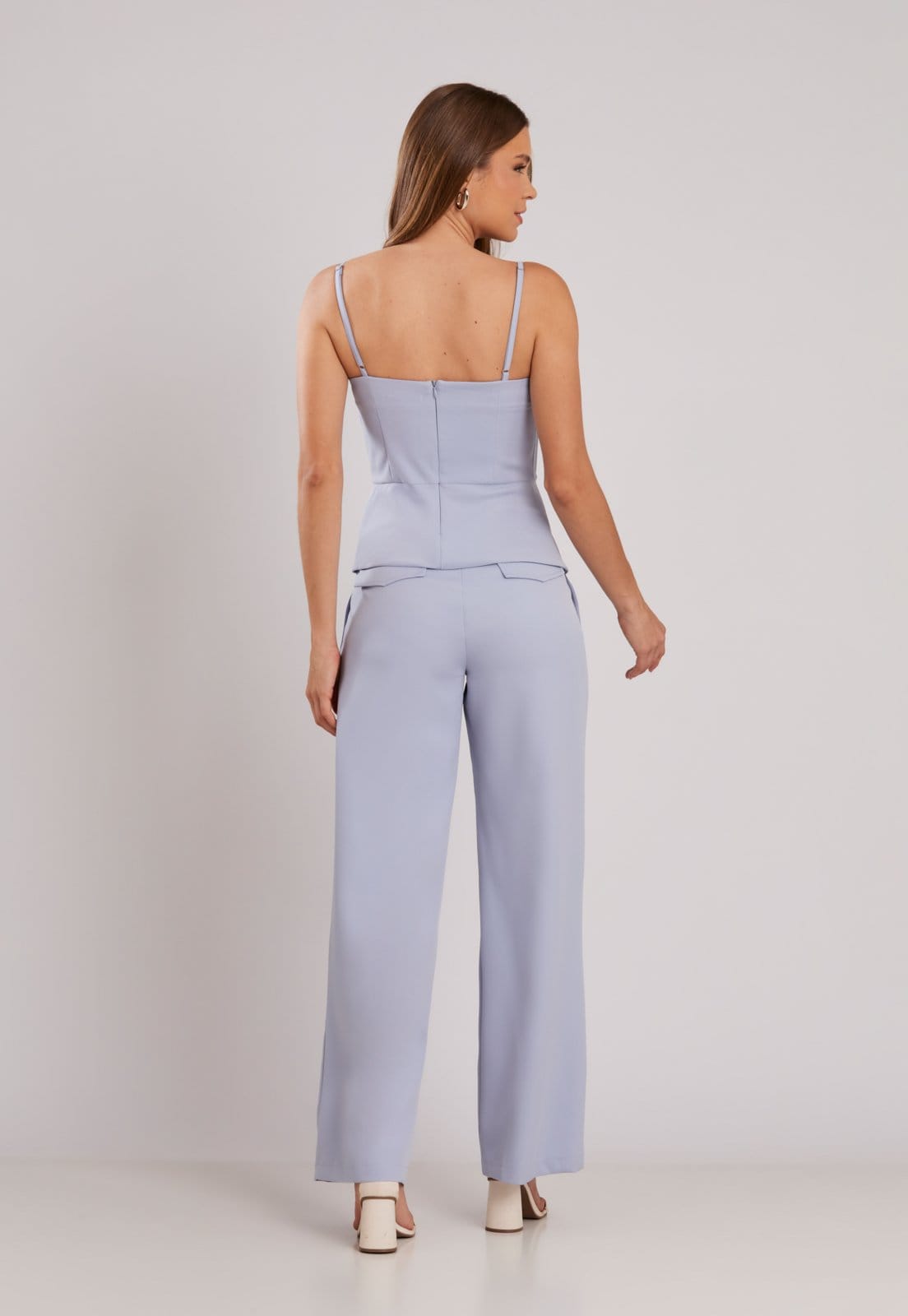 Vista 2 Conjunto Blusa Peplum Calça Alfaiataria Claro Miss Joy 8474 MISS BY JOY azul