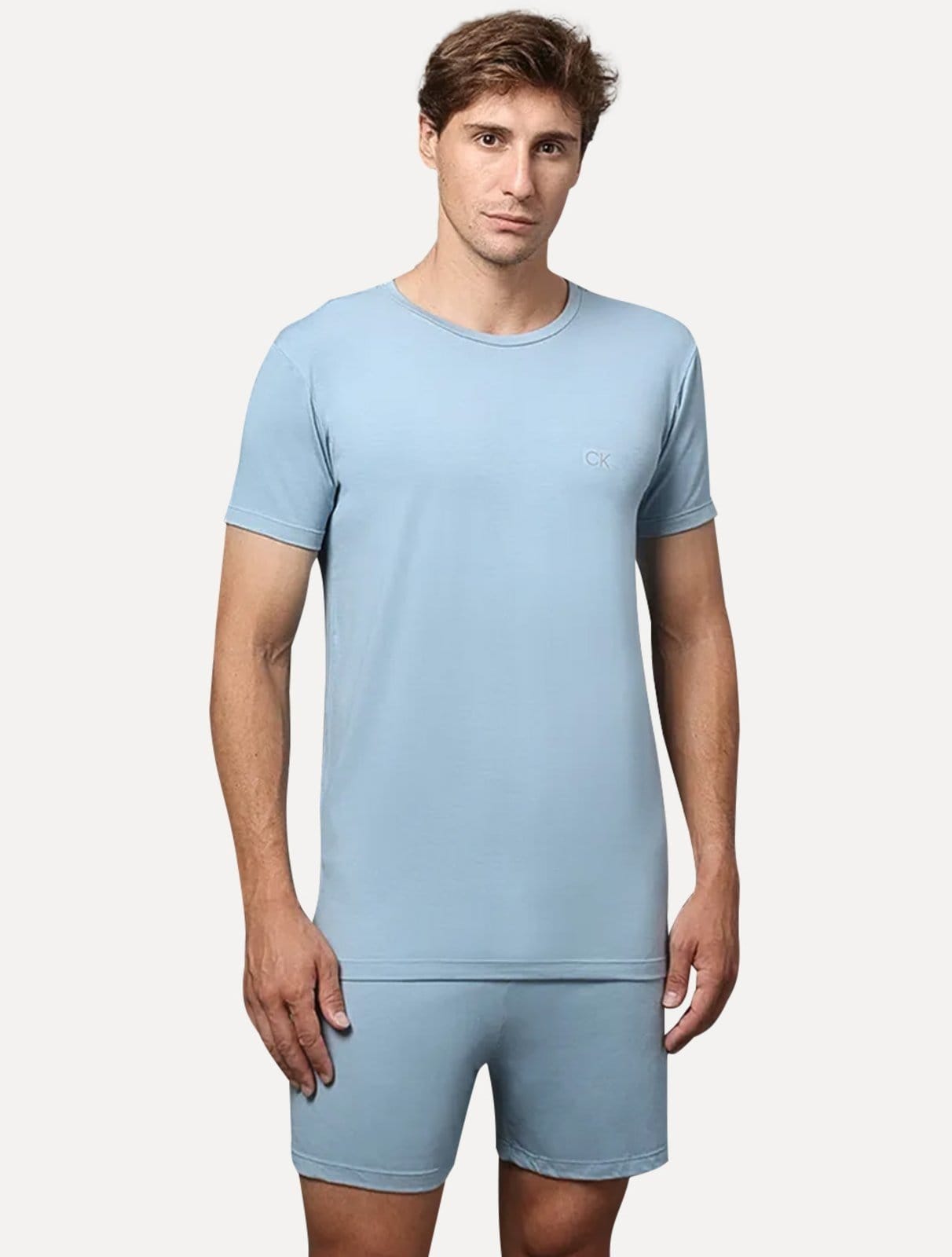 Pijama Calvin Klein Curto Bermuda Modal CK Logo Grande Claro