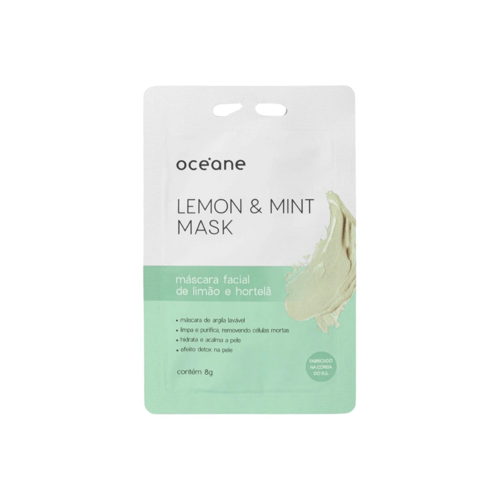 Vista principal Máscara Facial de Limão e Hortelã - Lemon And Mint Mask 8g Oceane verde mint