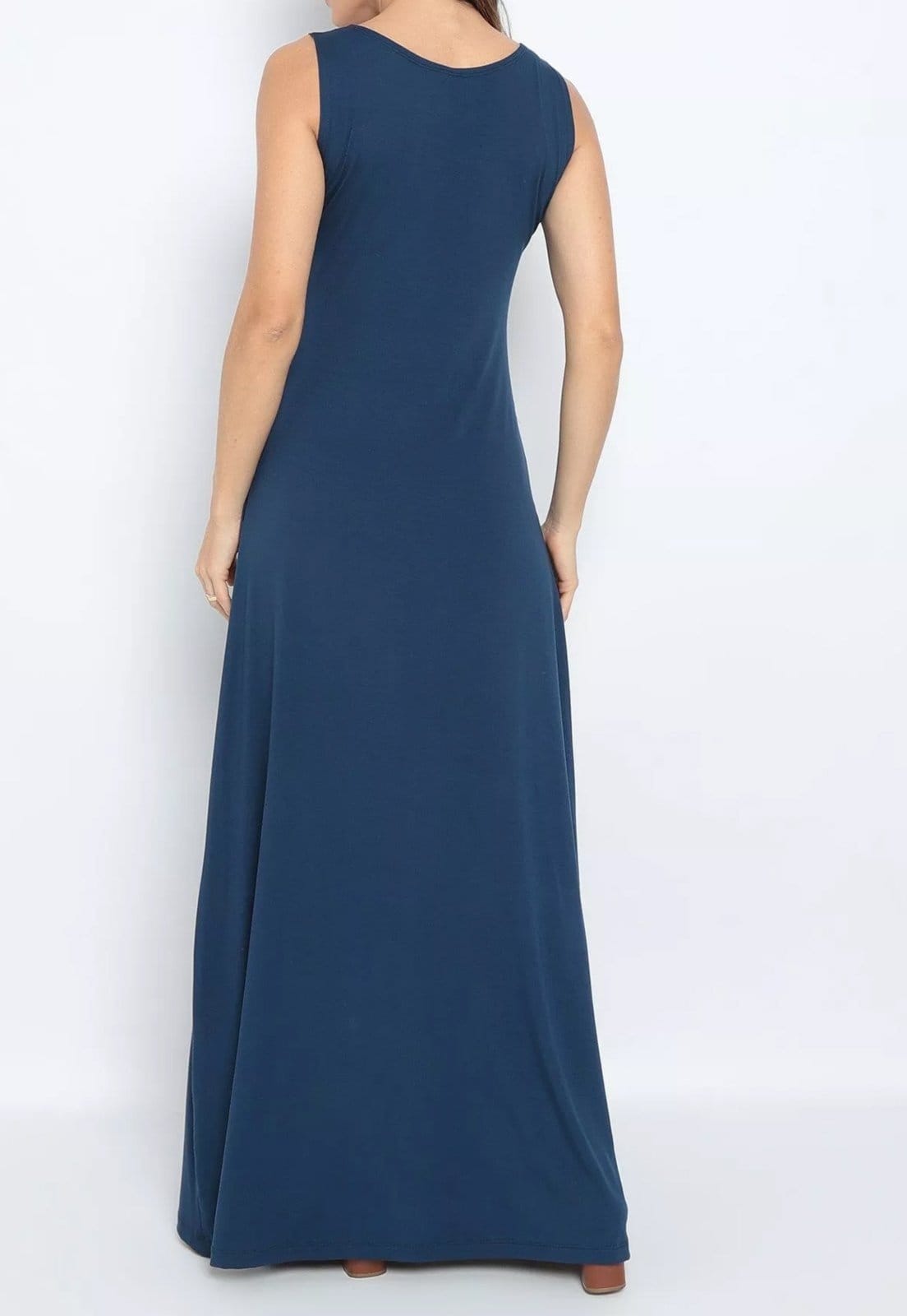 Vista 2 Vestido Maria Paes Longo de Bolso Marinho Maria Paes azul marinho