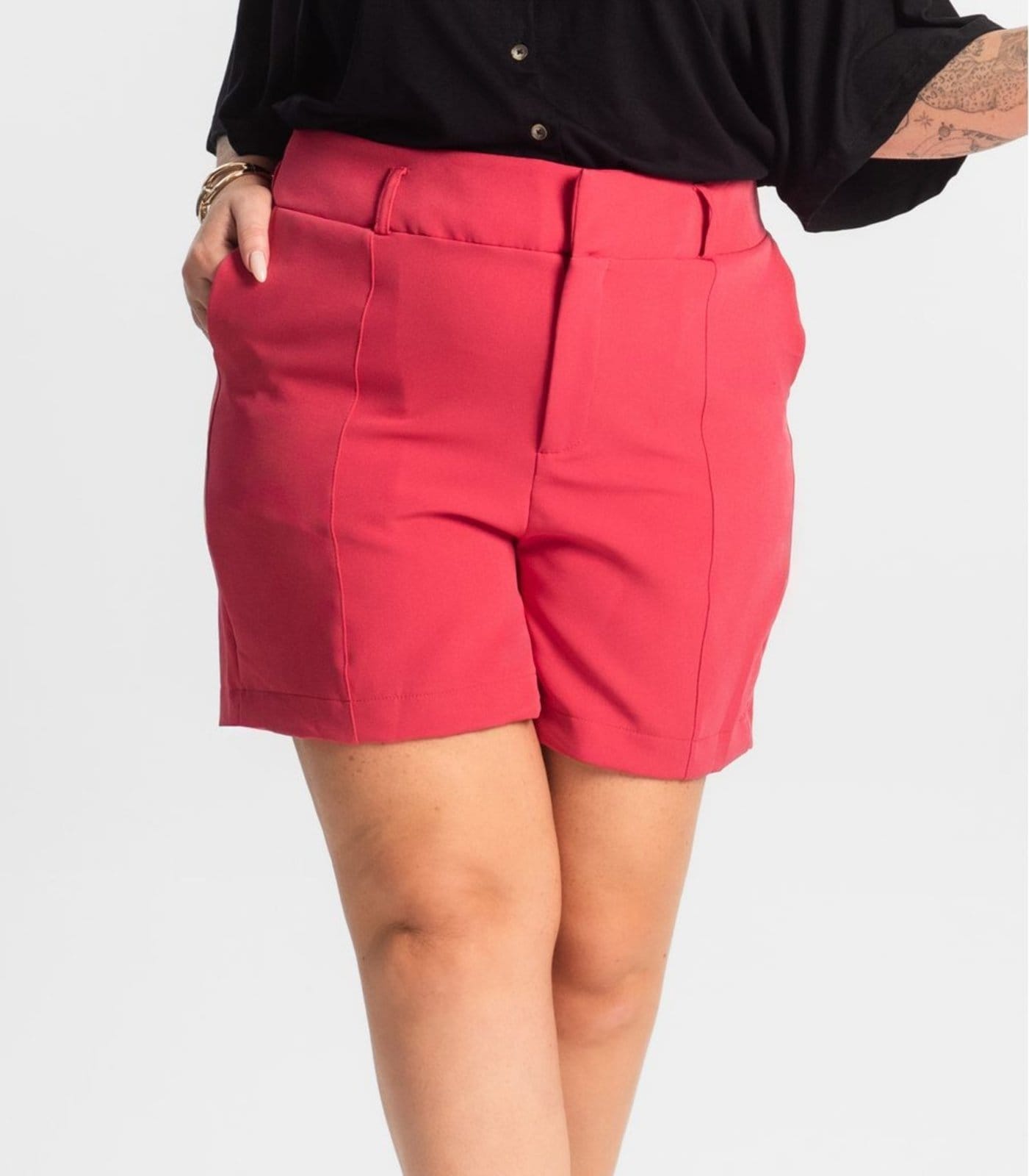 Vista 2 Shorts Feminino Alfaiate Secret Glam Secret Glam vermelho