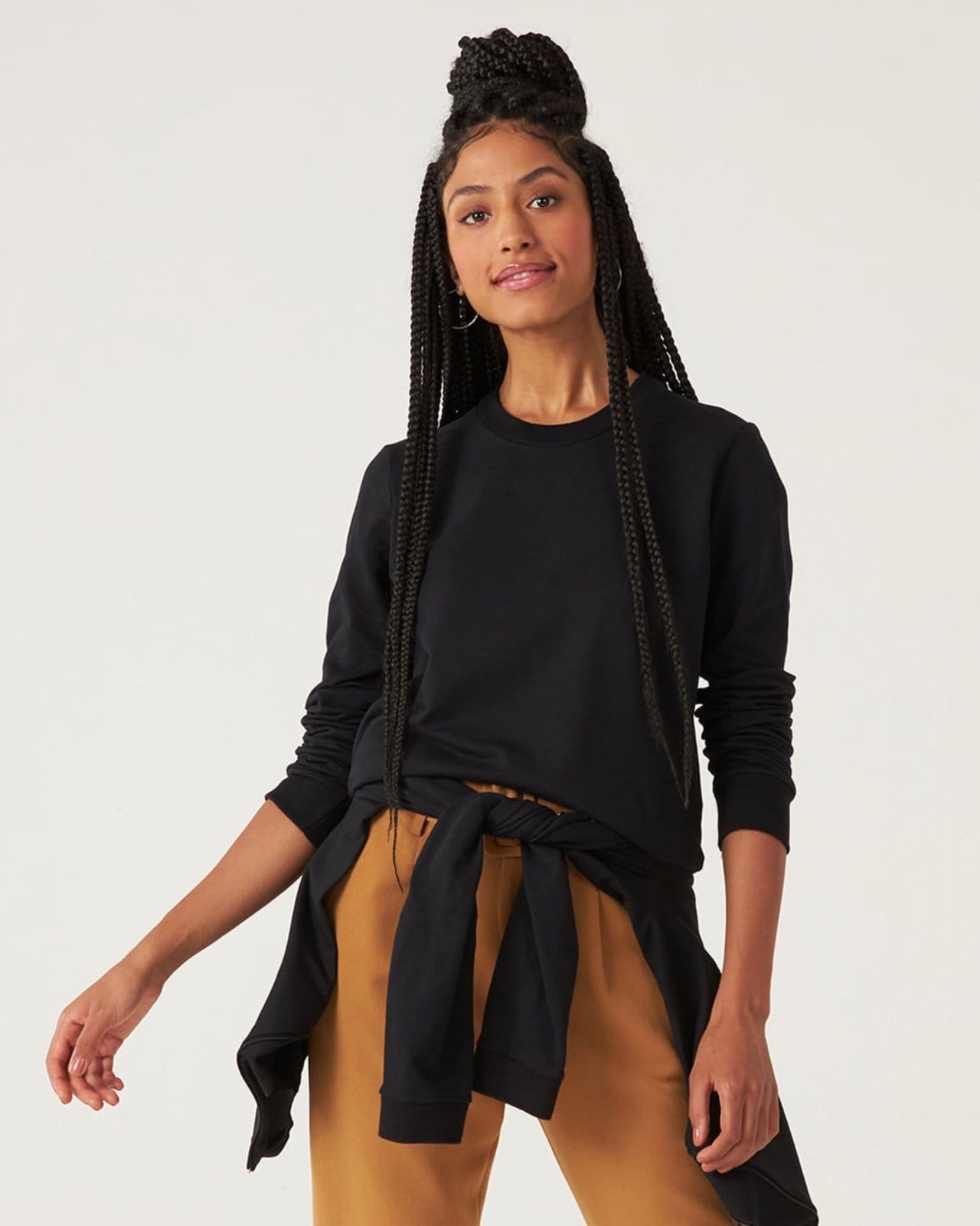 Blusão Básico Feminino Decote Redondo Moletom Stretch