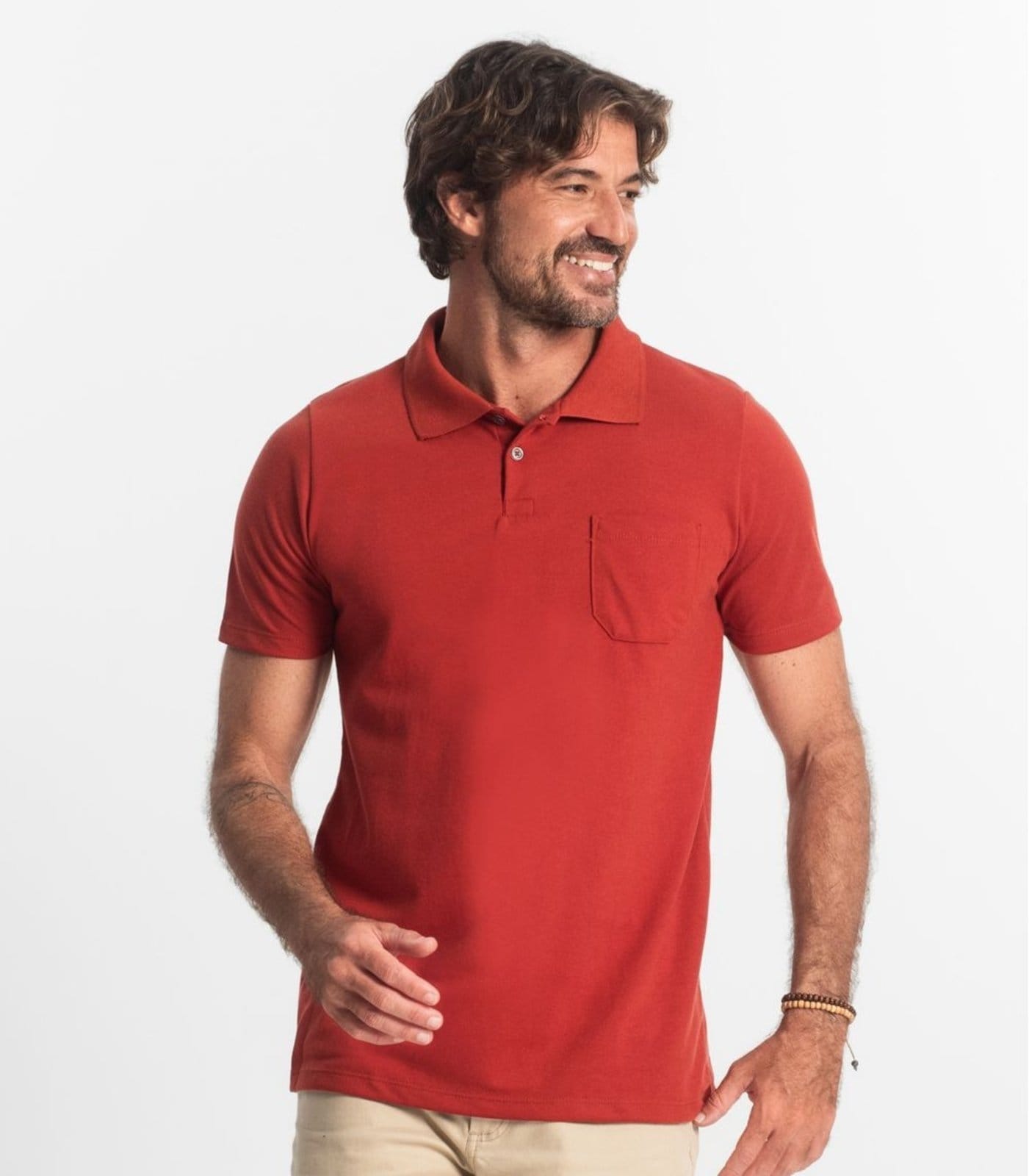 Vista 2 Polo Masculina Pique Diametro Diametro basicos vermelho