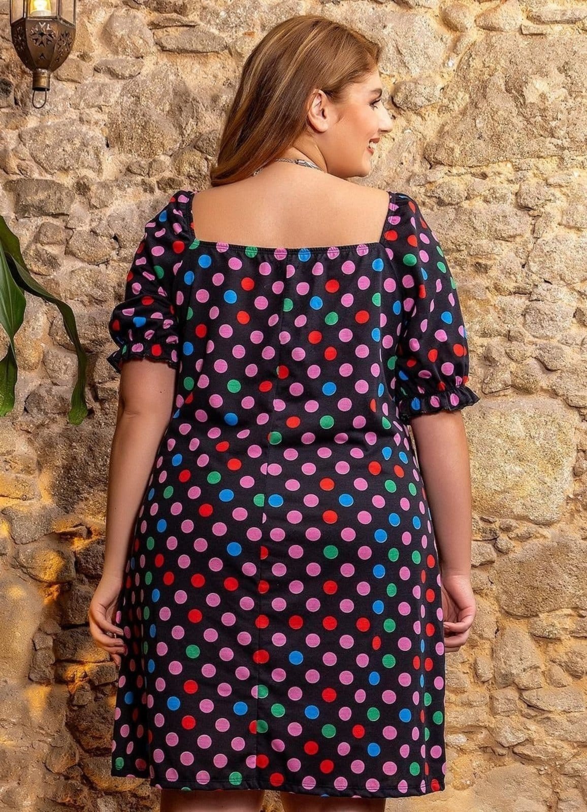 Vista 2 Vestido Em Malha Poá Colorido Marguerite preto