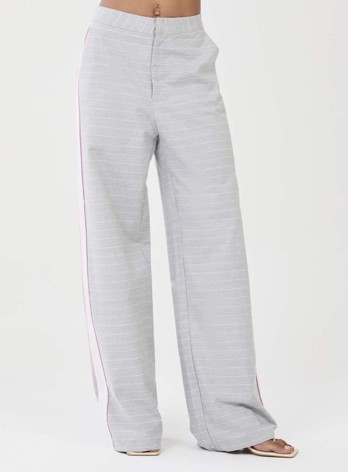 Calça Reta Wide Leg Listrada Colcci CLC Mescla