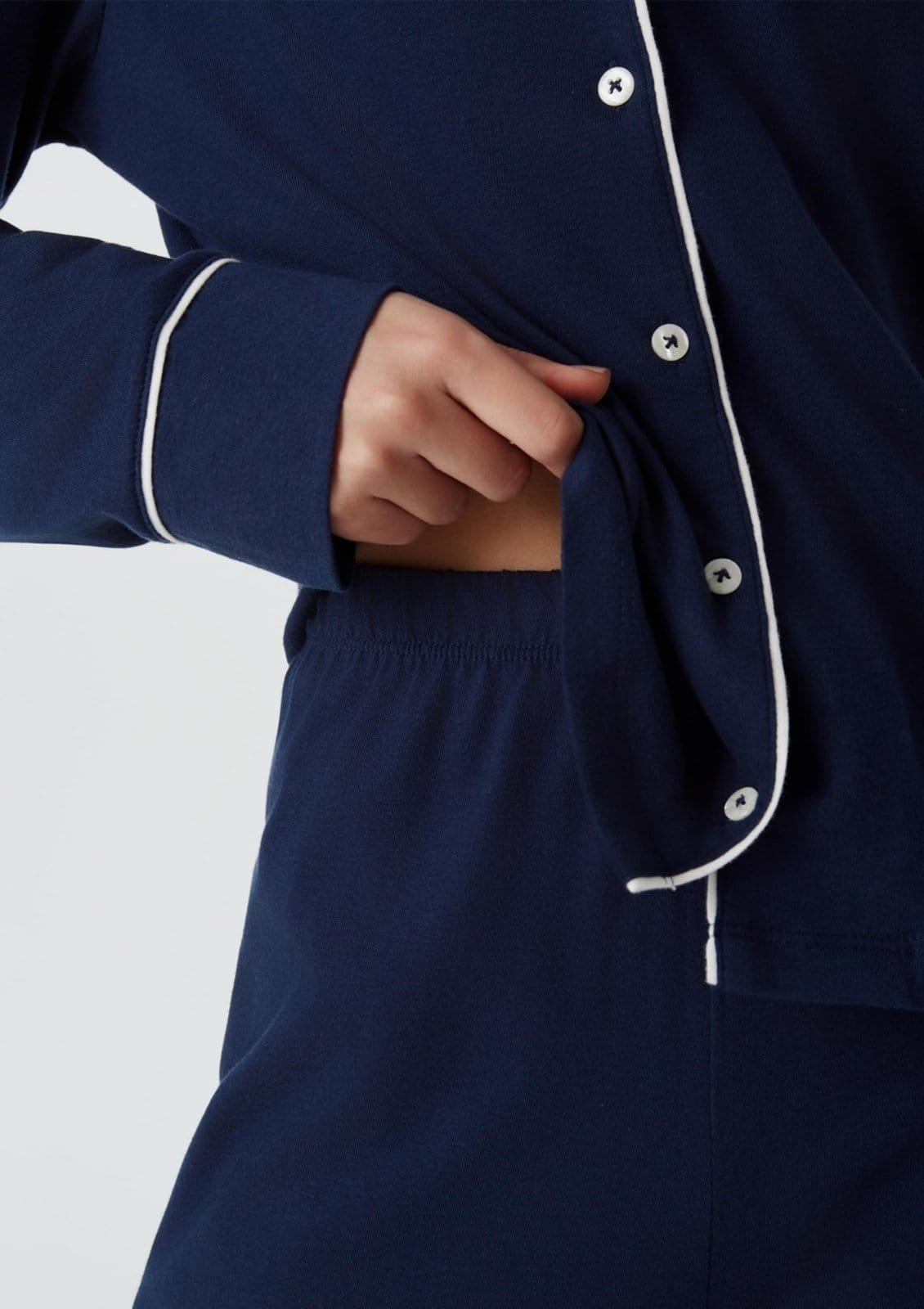 Vista 2 Pijama Longo Feminino Com Botões Hering HERING INTIMATES azul