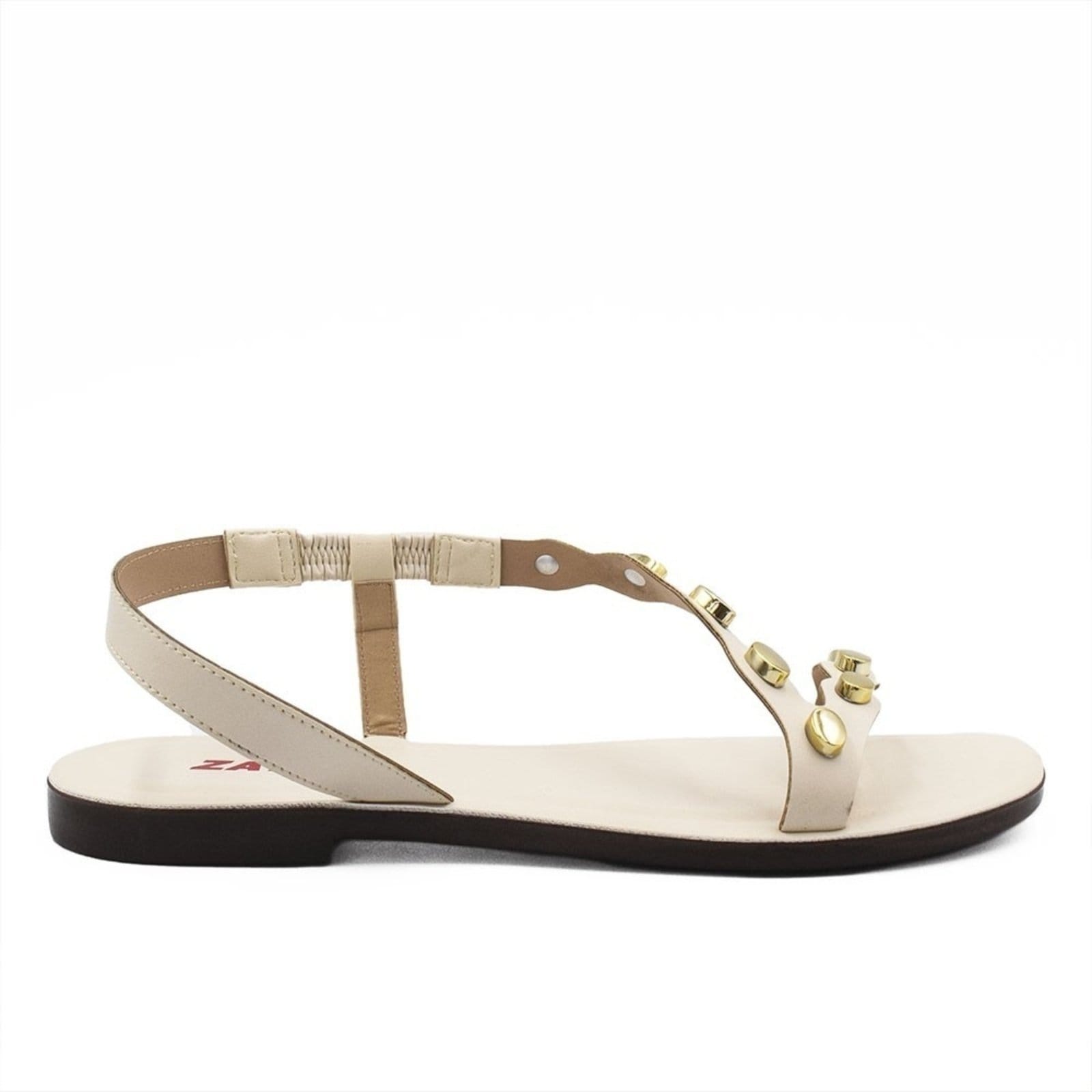 Sandália Rasteira Zatta Feminina Metais Raquel Off White