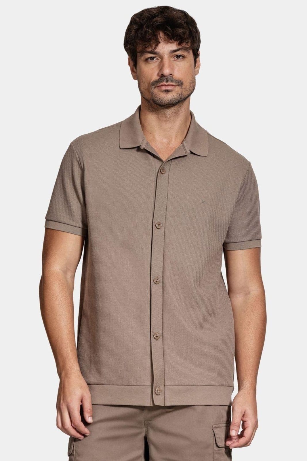 Camisa Aramis Manga Curta Interlock Charuto