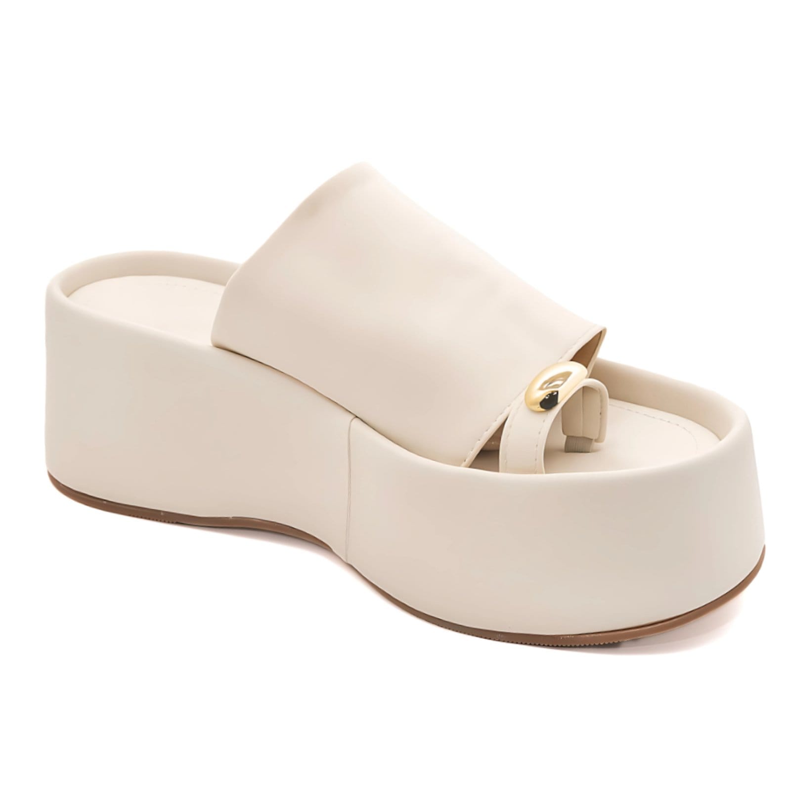 Vista 2 Tamanco Plataforma Ring Toe Sandália Feminina 5001 Napa Off White Sete Sales branco white