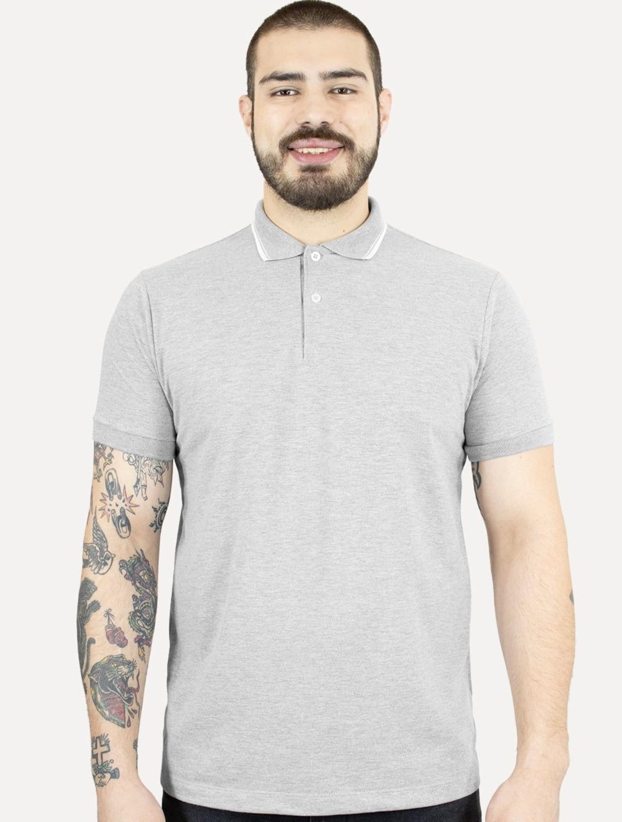 Polo Aramis Masculina Piquet Off Friso Mescla