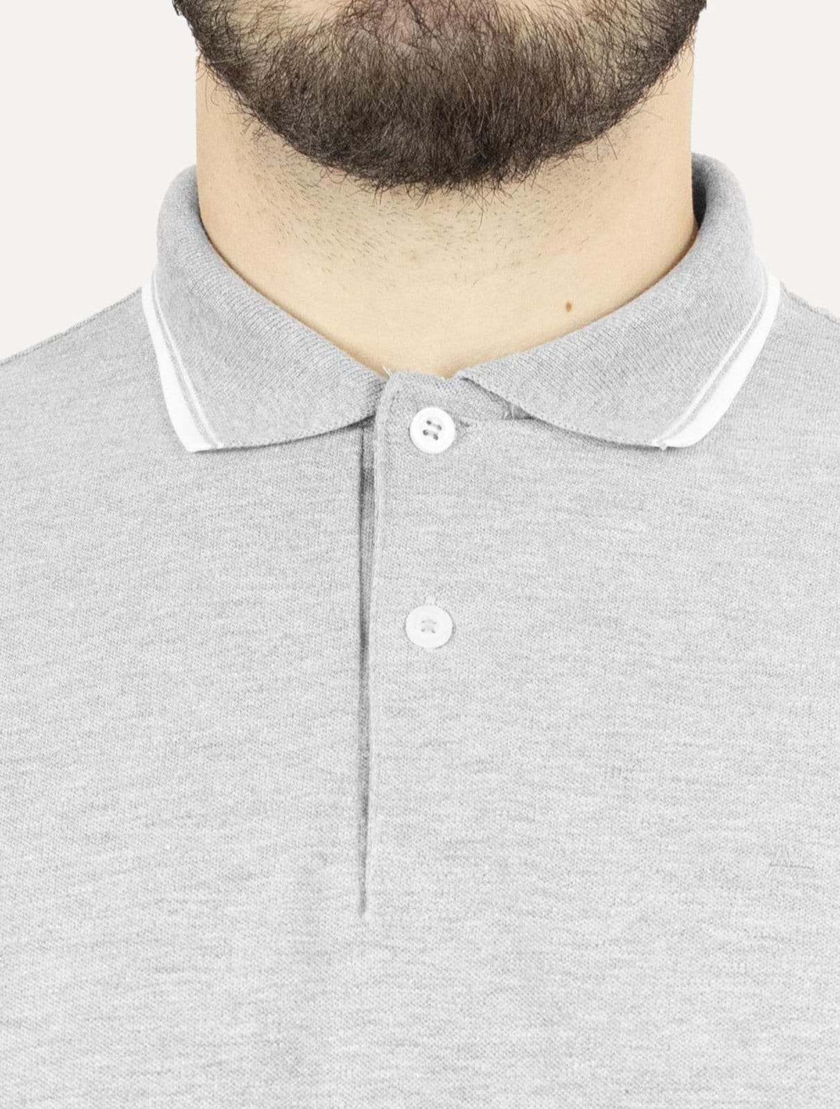 Vista 2 Polo Aramis Masculina Piquet Off Friso Mescla Aramis cinza