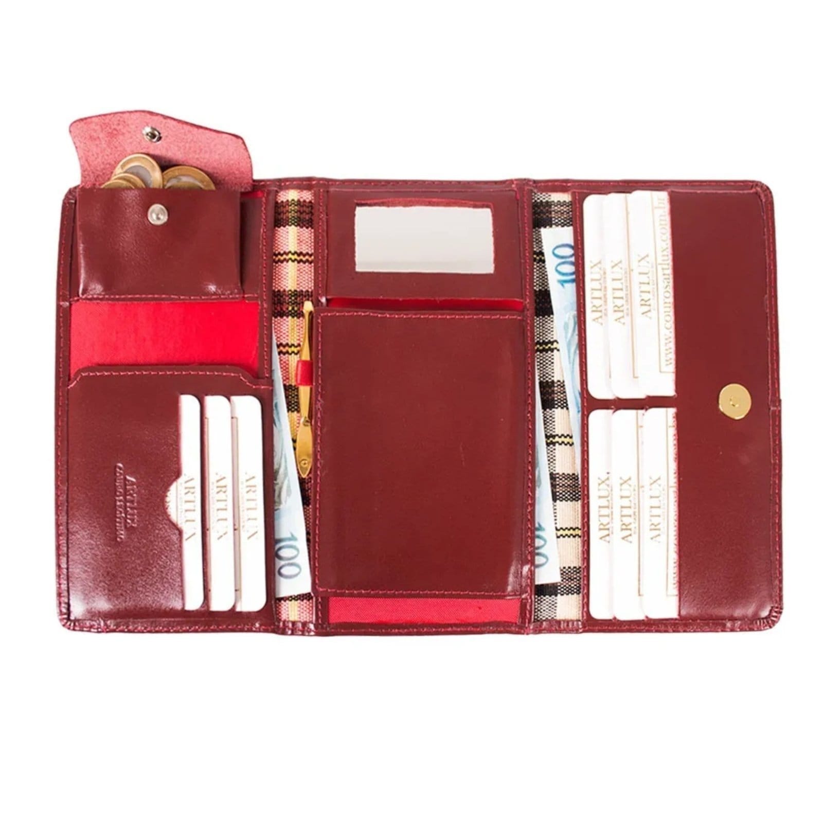 Vista 2 Carteira Feminina em Couro Artlux 348 Artlux vermelho