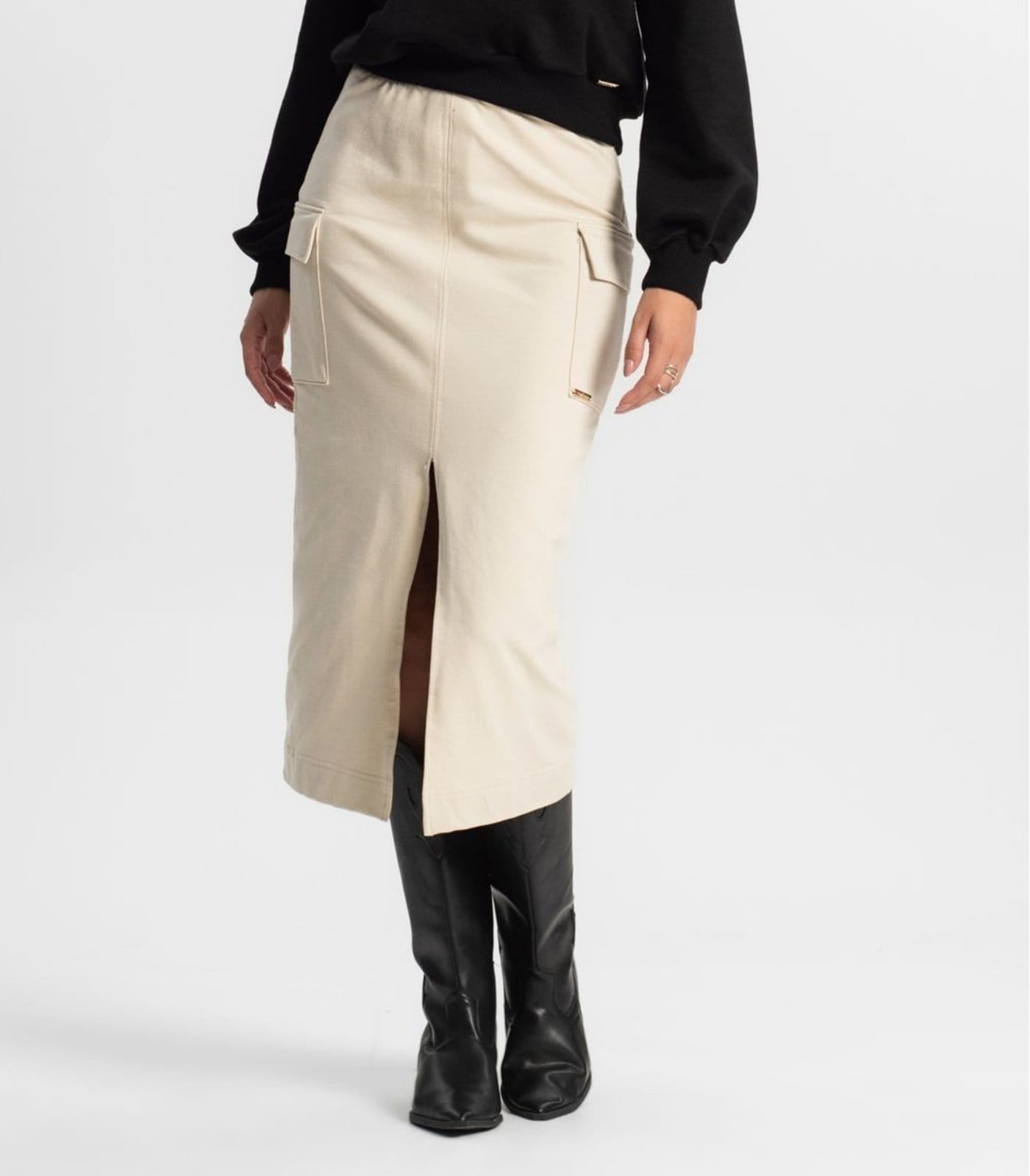 Vista 2 Saia Midi Cargo Feminino Rovitex Rovitex bege