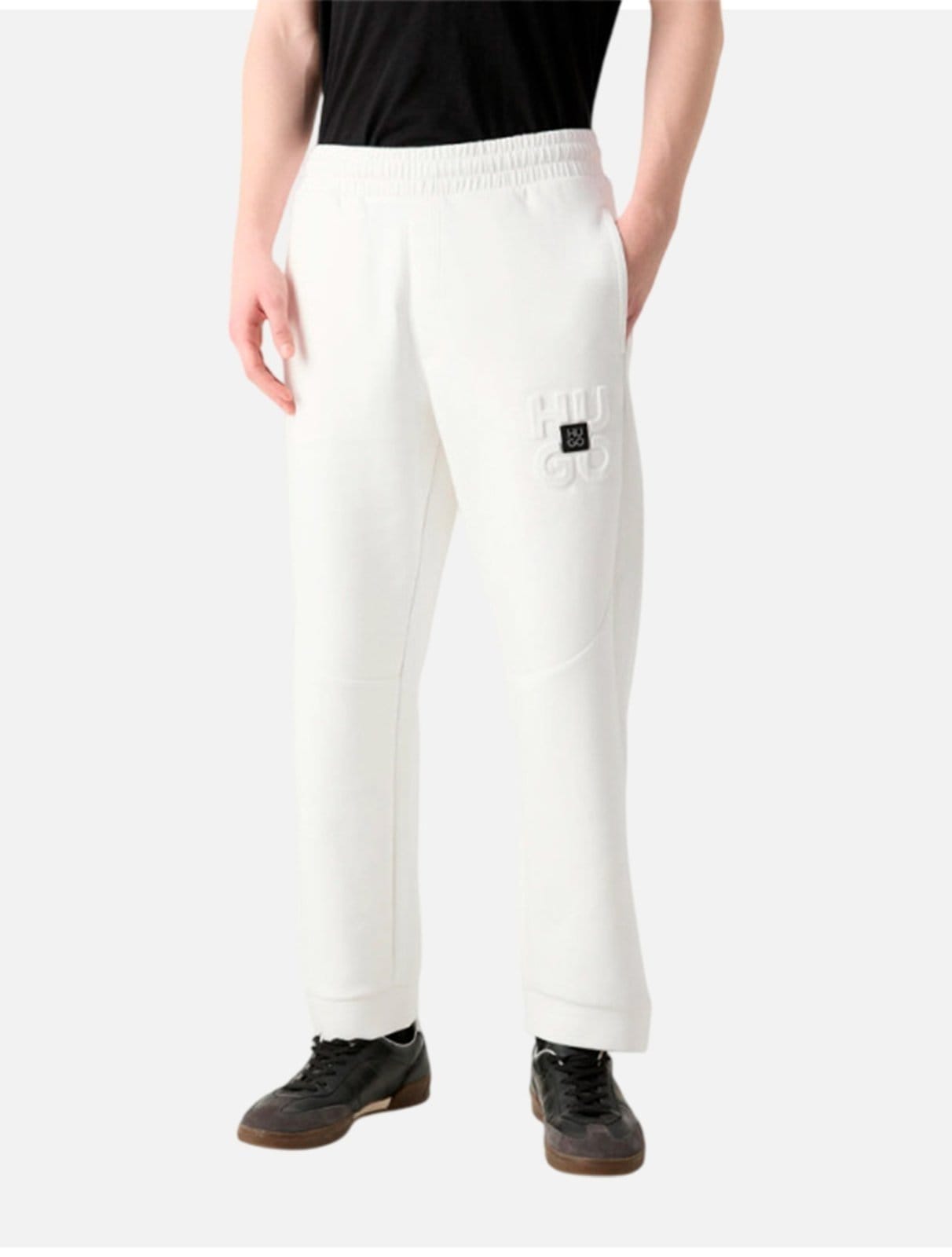 Vista 2 Calça Hugo Boss Masculina Moletom Regular Fit Debospant Branca Hugo Boss branco