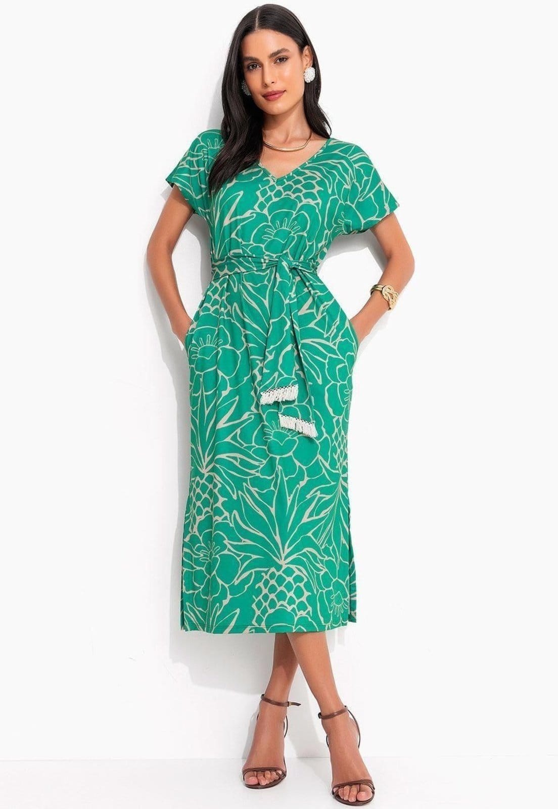 Vestido Em Malha Fria Tropical