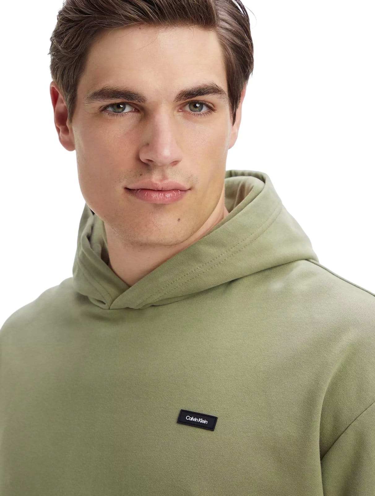 Vista 2 Moletom Calvin Klein Masculino Canguru Hoodie CK Tag Calvin Klein verde oliva