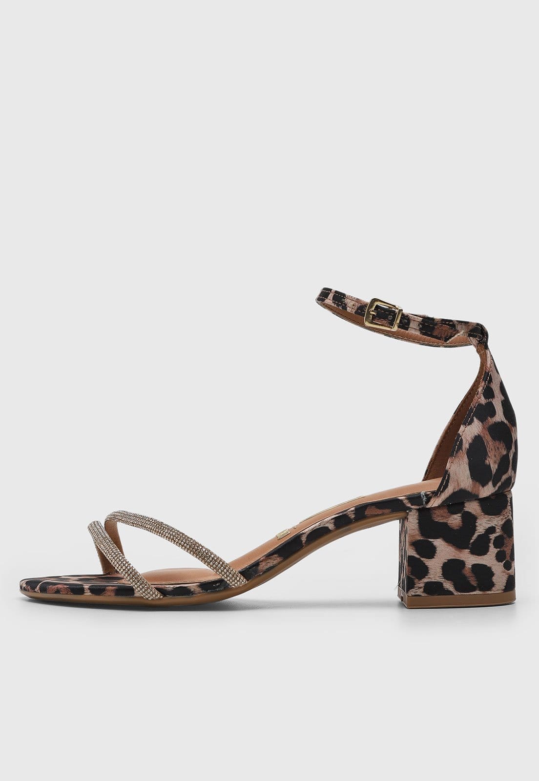 Sandália Feminina Vizzano Animal Print Onça Bege e Preta