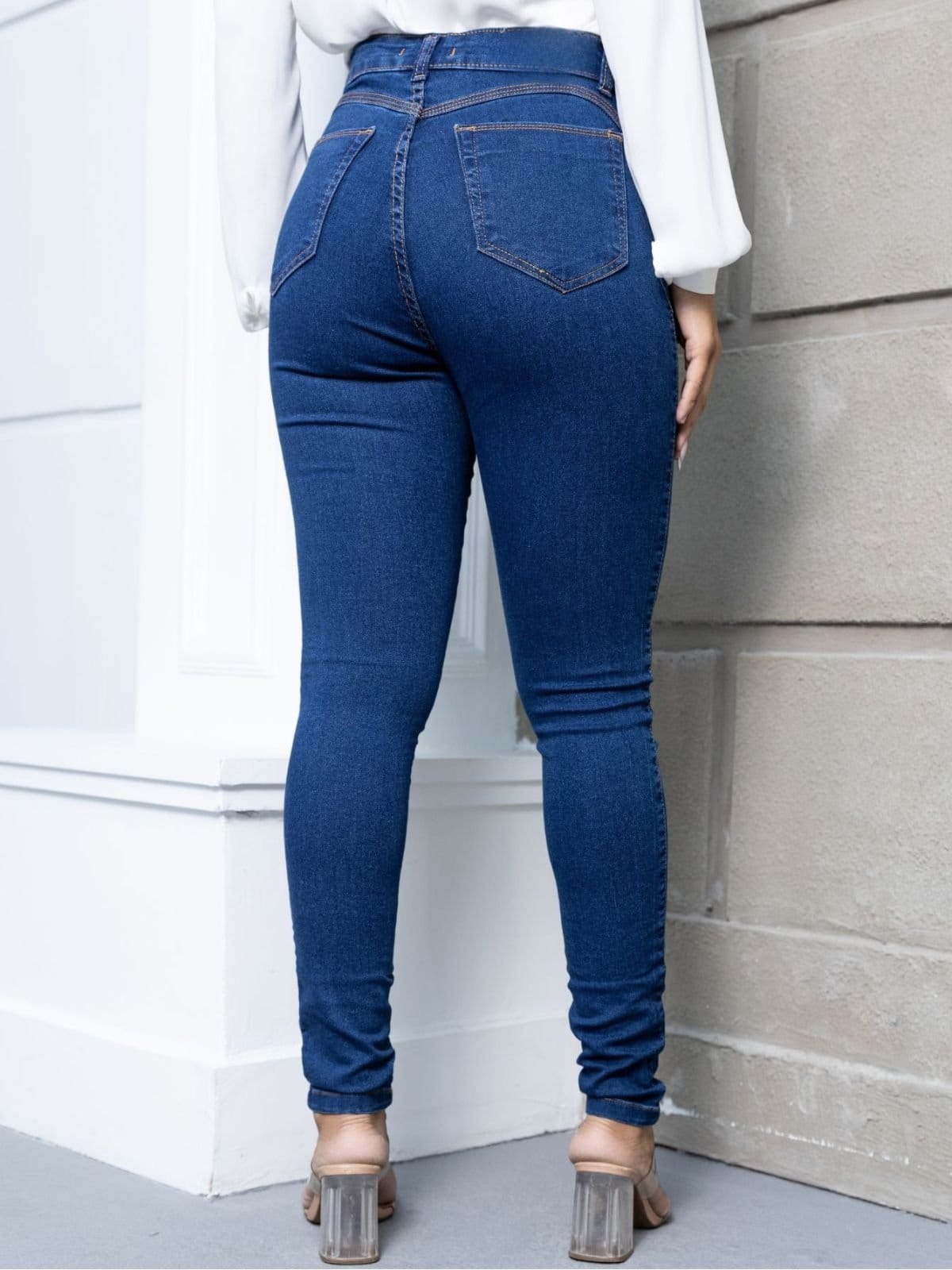 Vista 2 Calça Jeans Skinny Feminina Dra Maia Escura Dra Maia azul