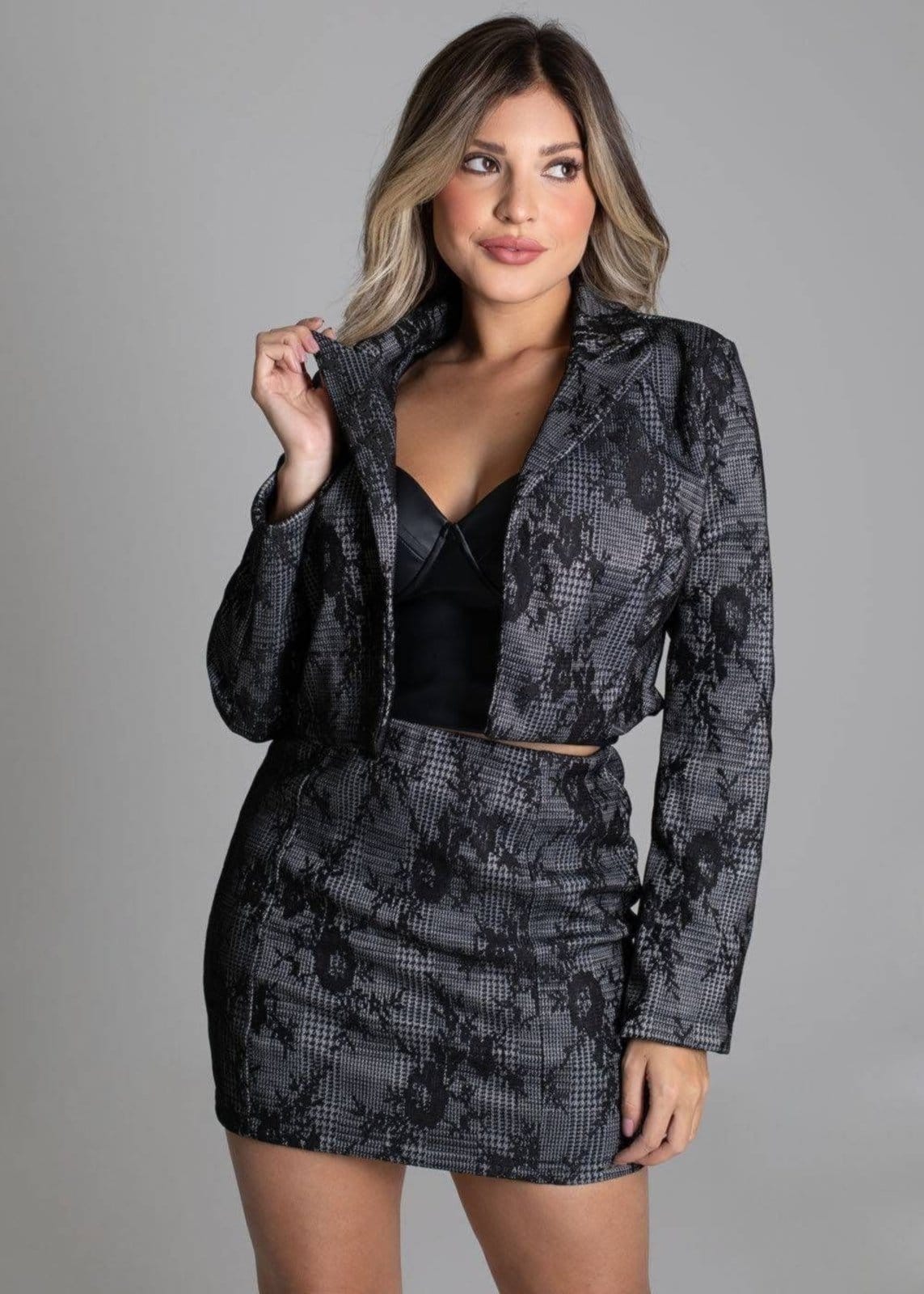 Vista 2 Saia Sawary Jaquard - 277097 Sawary cinza