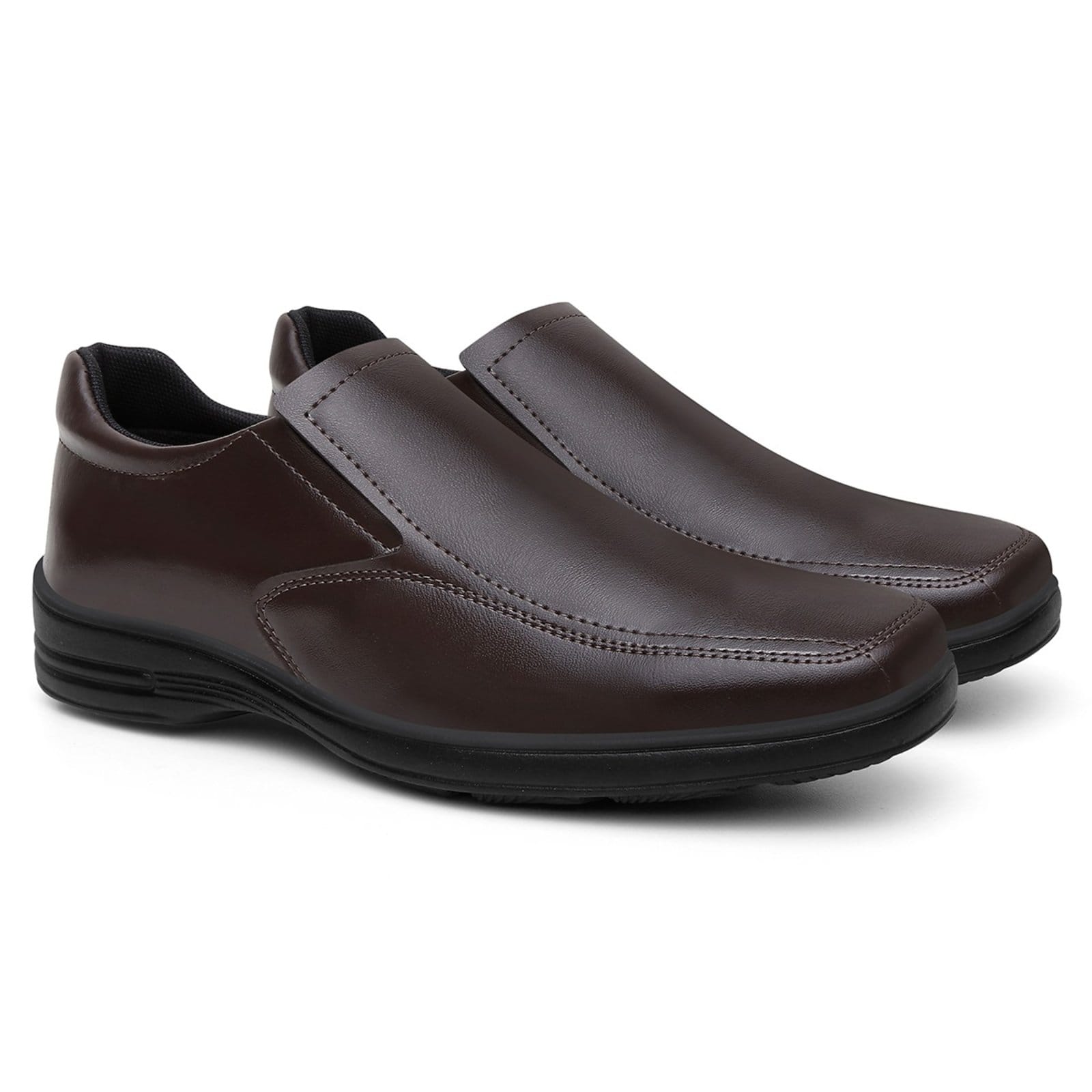 Vista 2 Kit Sapato Masculino Veritimo Mocassim Social Oxford Elegante Carteira e Cinto Veritimo café