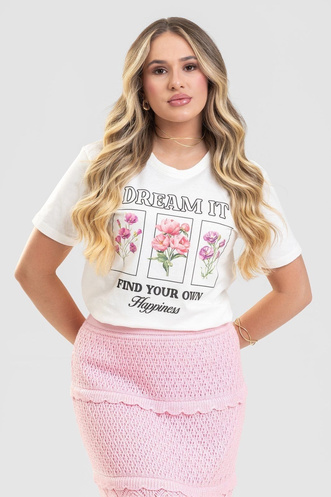 Vista 2 Camiseta Feminina Cianitas Off Estampa Dream It Cianitas off-white